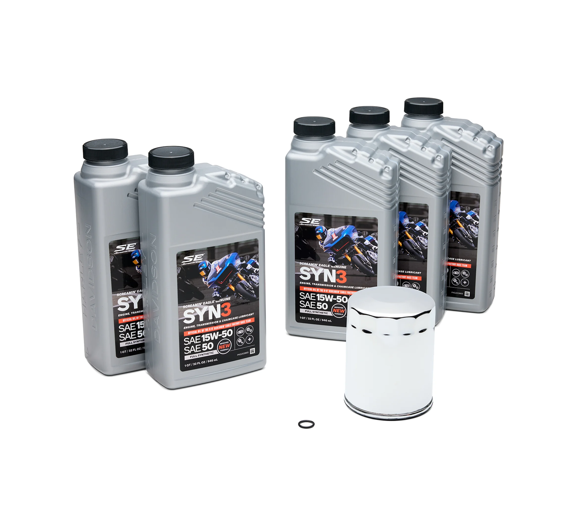 5 Qt. SYN3 Full Synthetic Motorcycle Lubricant Oil Change Kit – Chrome Filter