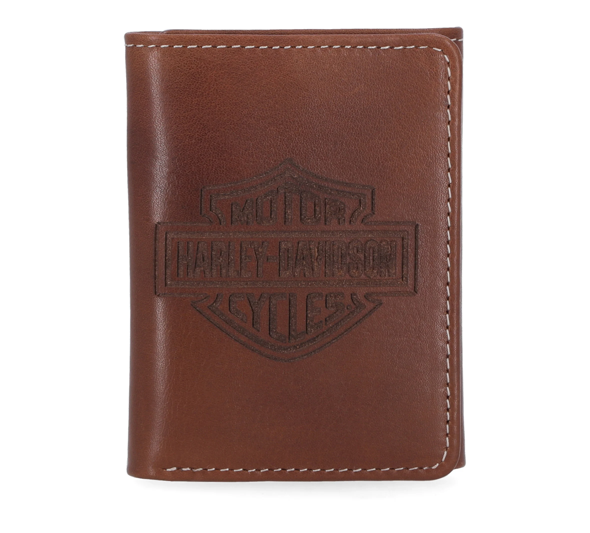 Laser Logo Trifold Wallet - Cognac