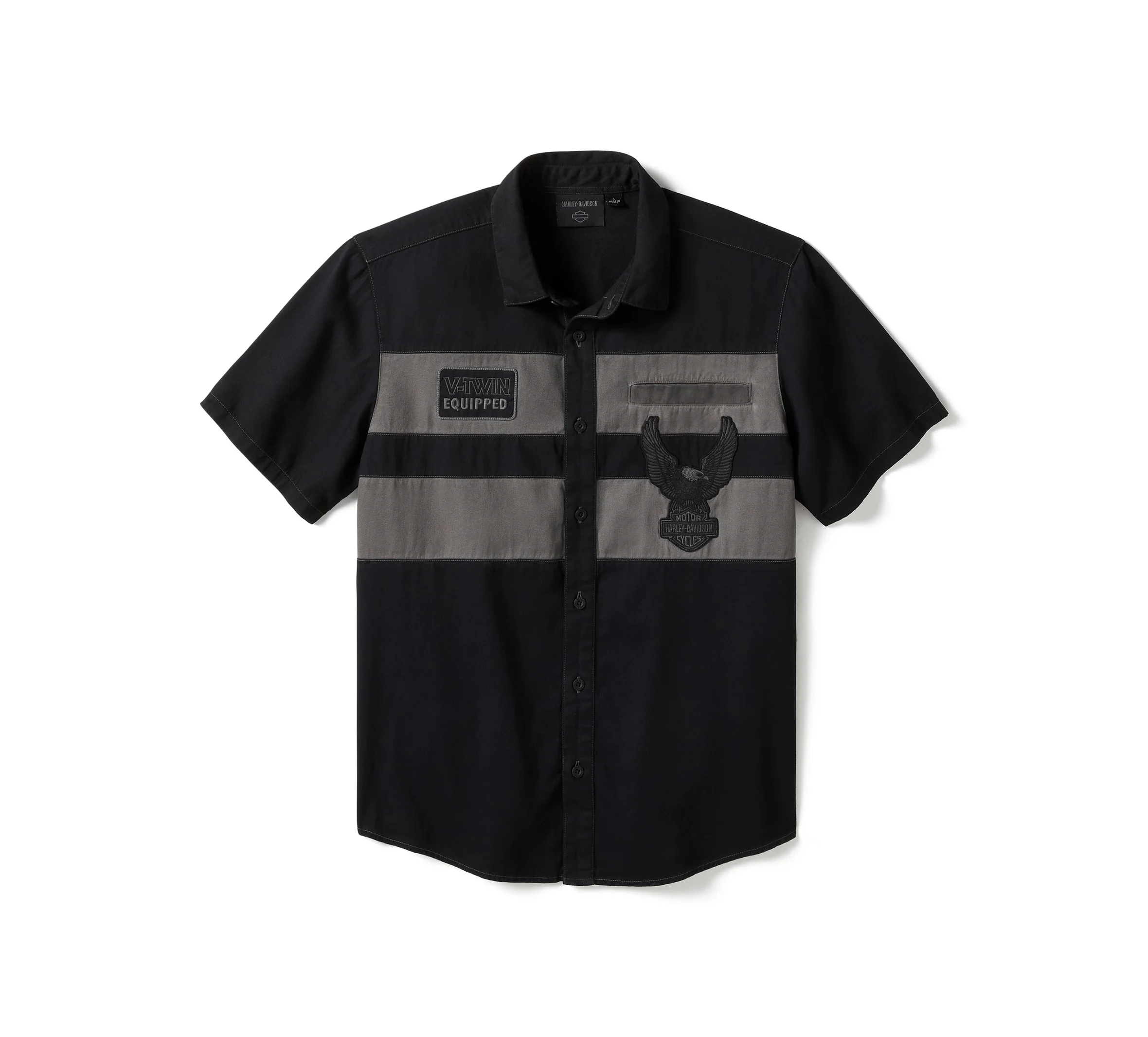 Men's Iron Bond II Short Sleeve Shirt - Colorblock - Harley Black & Asphalt