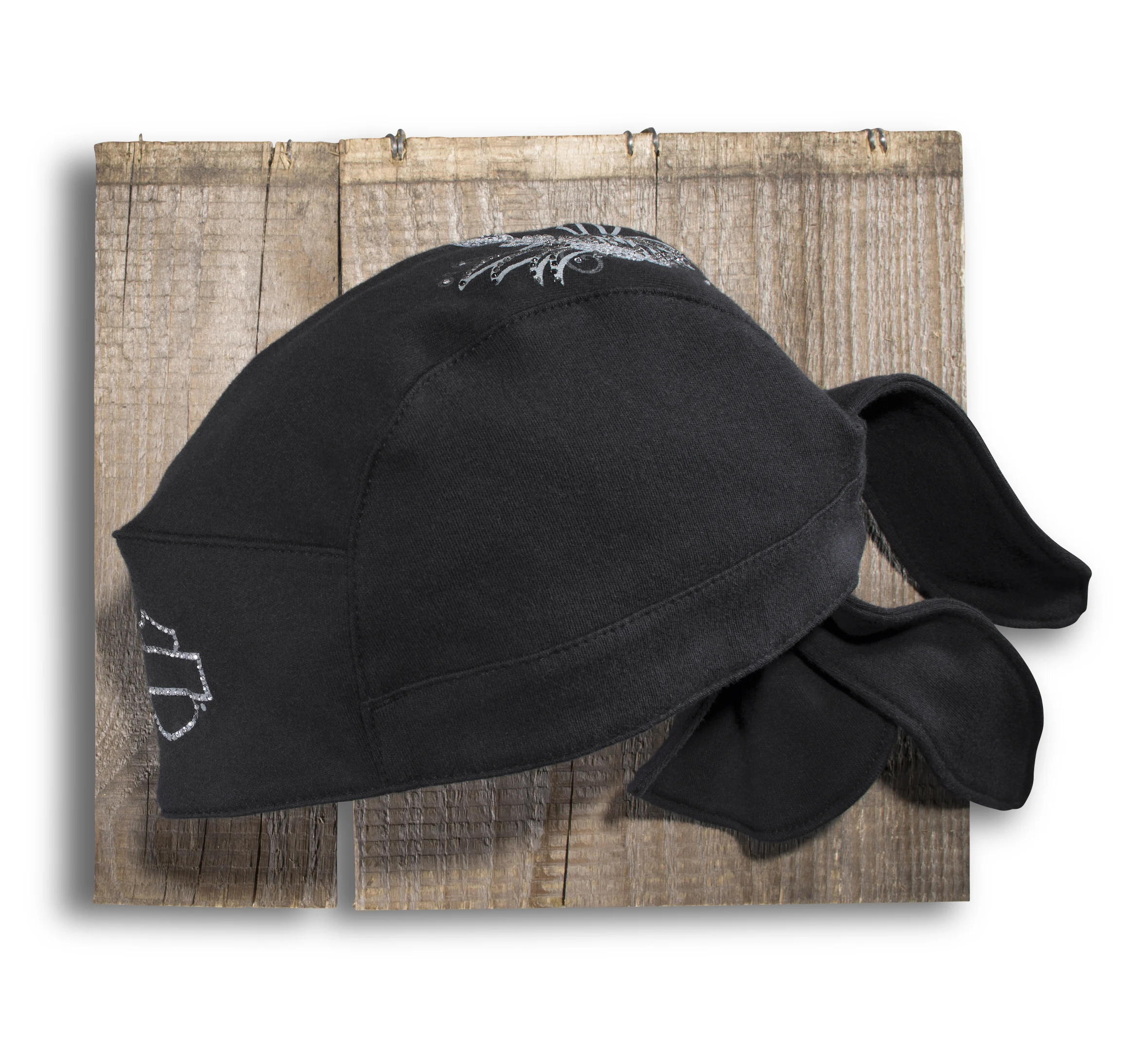 Women's Rhinestone Wing Skull Cap