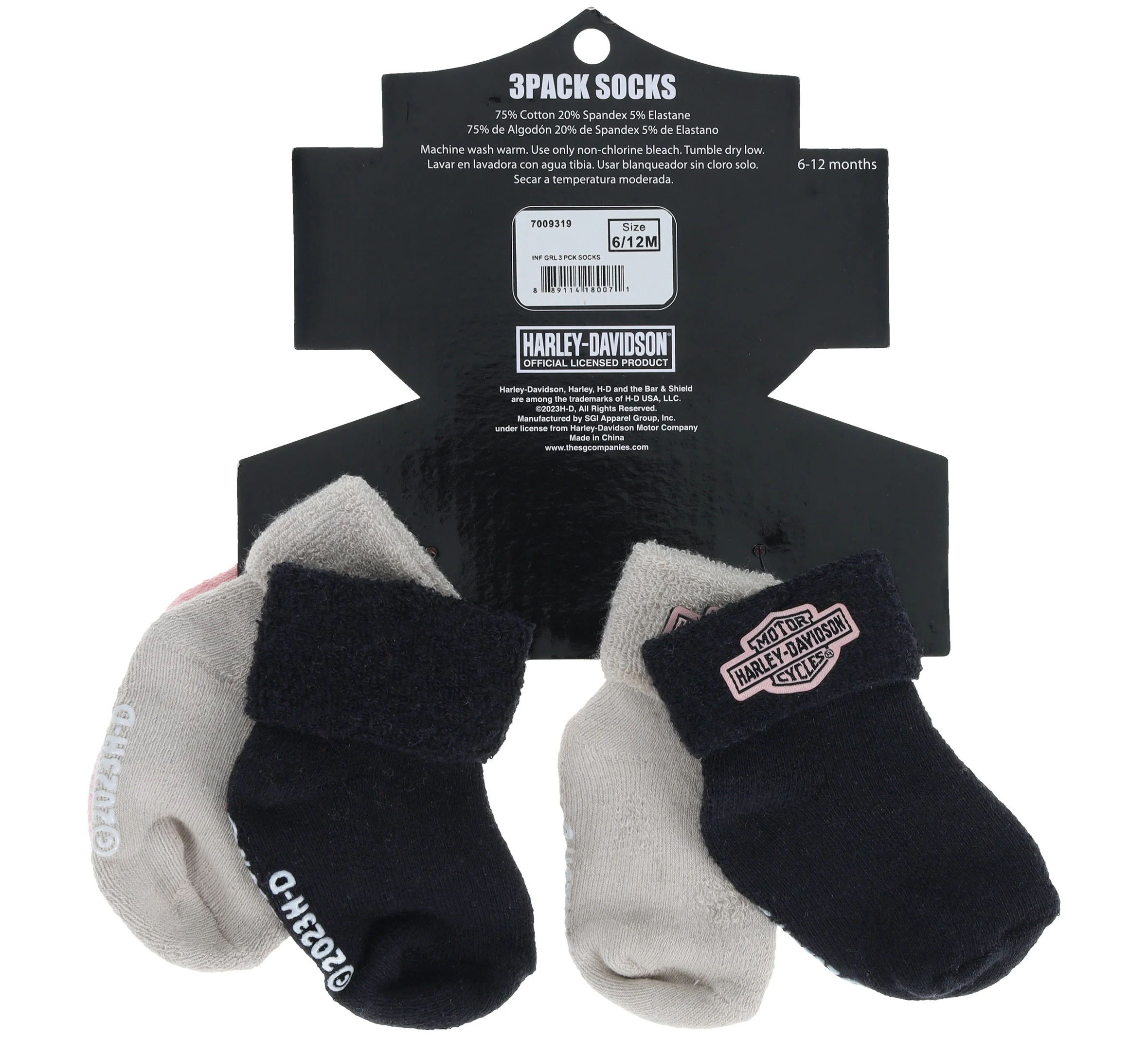 Infant Girls's 3 Pack Socks in Dusty Pink / Vintage Cream