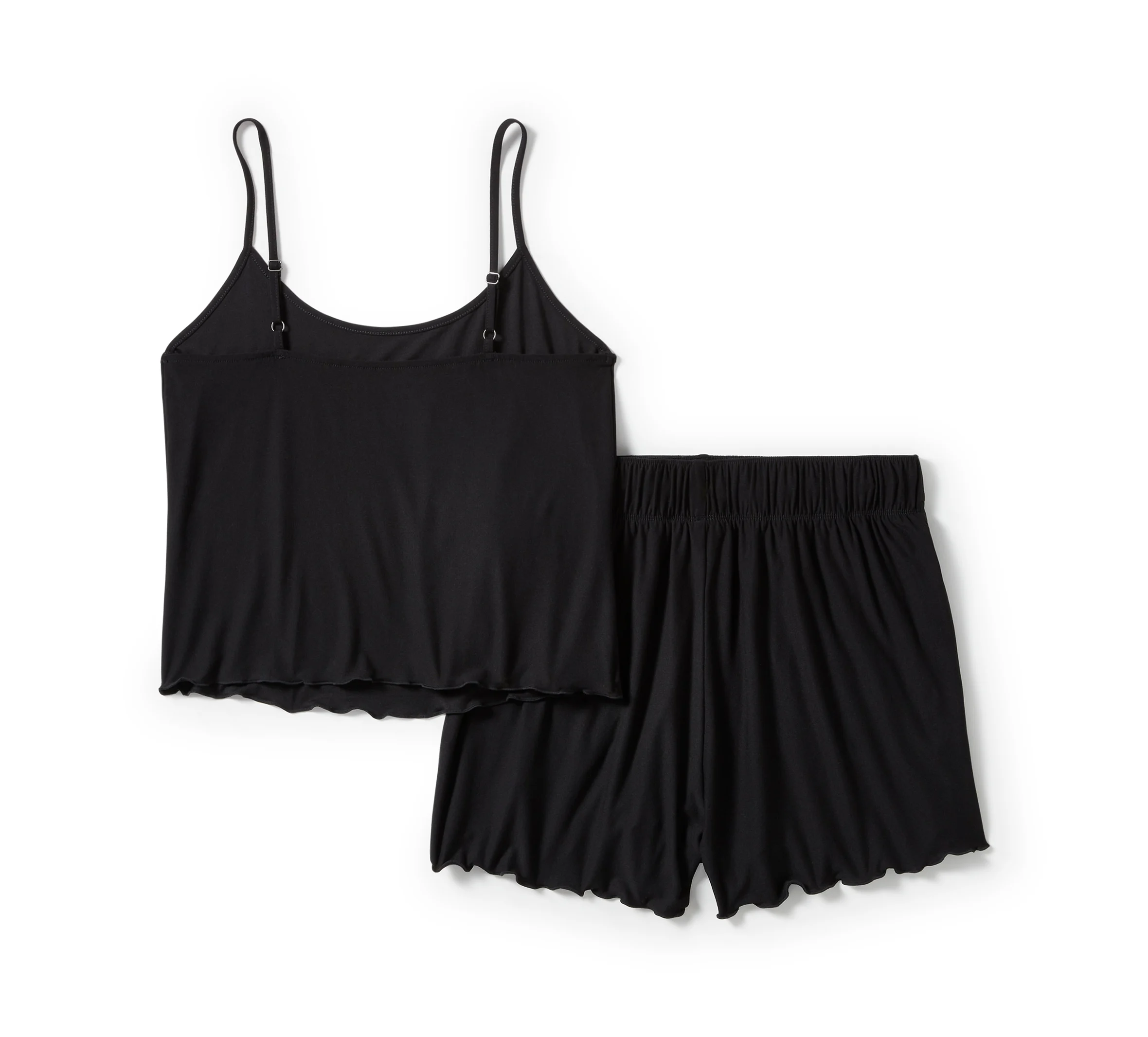 Women's Lettuce Trim Pajama Short Set - Harley Black