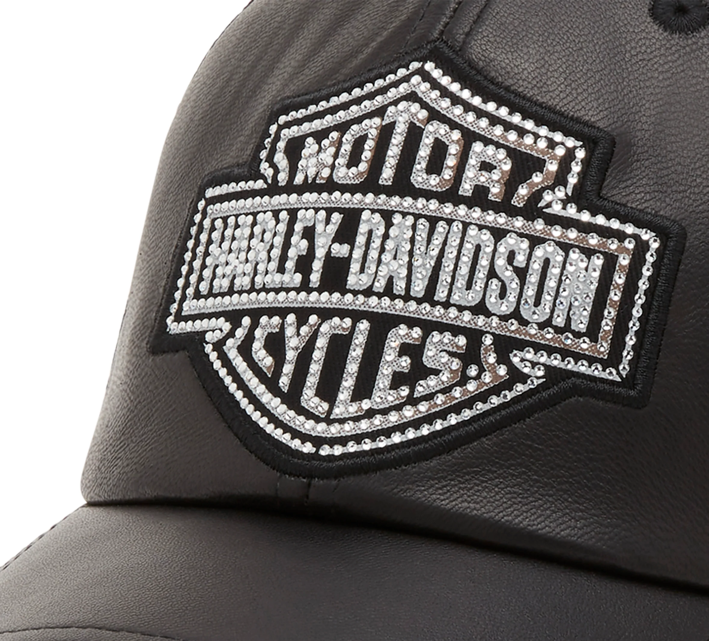 Bling Bar & Shield Leather Trucker Cap