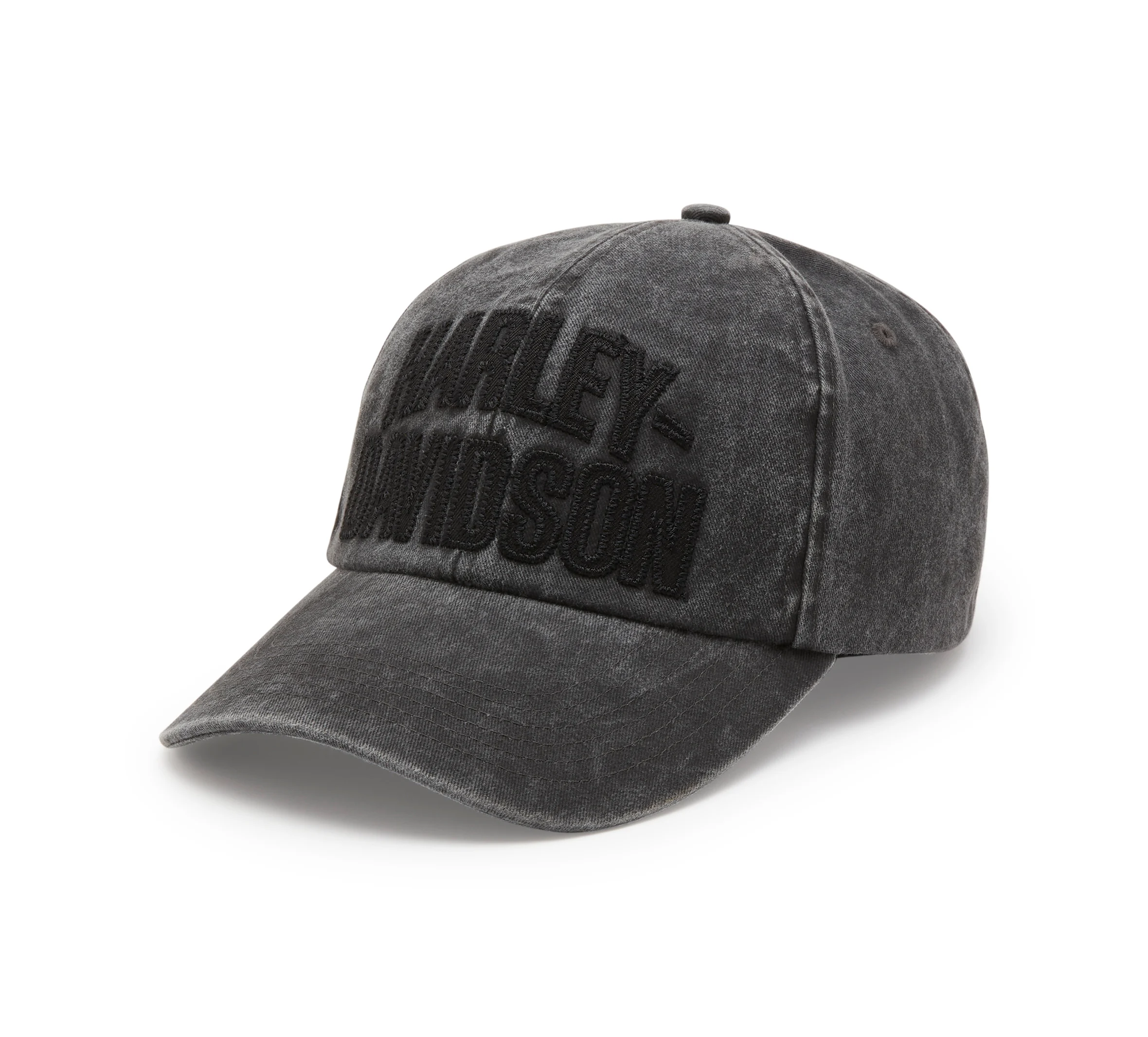 Arched Font Panhead Fitted Baseball Hat - Harley Black