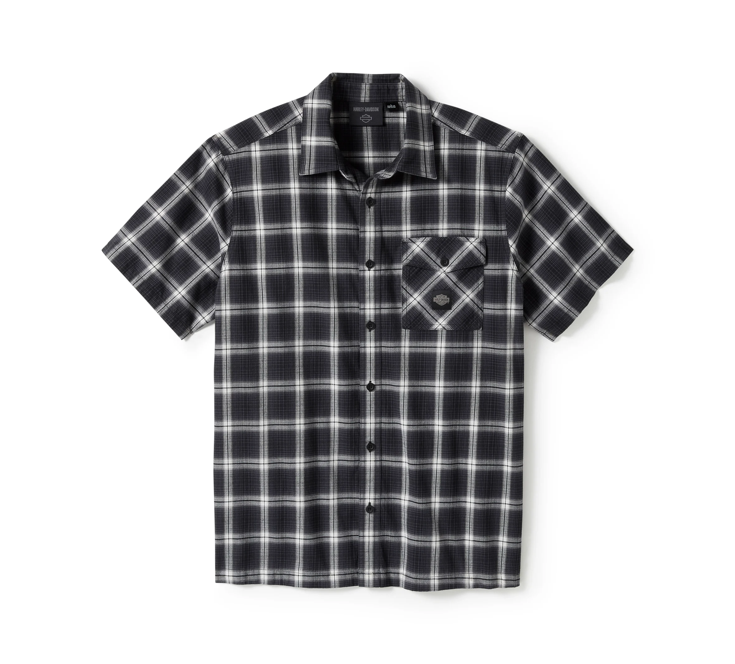 Men's Staple Short Sleeve Shirt - Plaid - Harley Black & Cloud Dancer