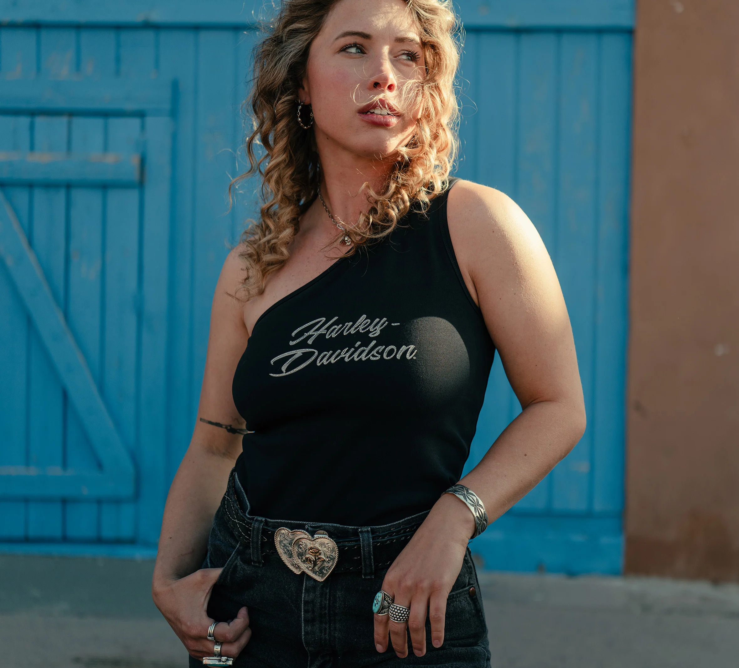 Women's Essential Bling One Shoulder Top