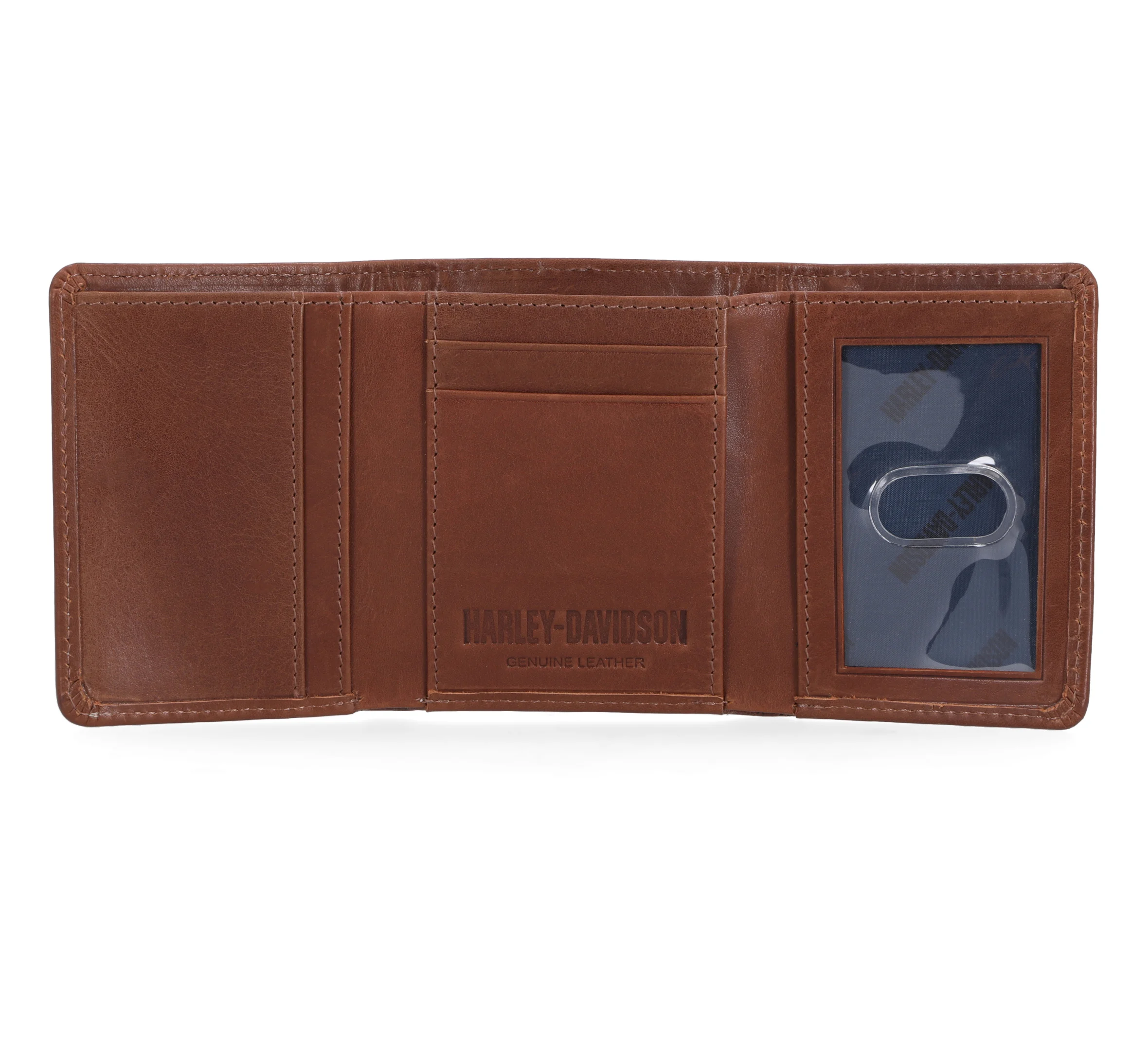 Laser Logo Trifold Wallet - Cognac