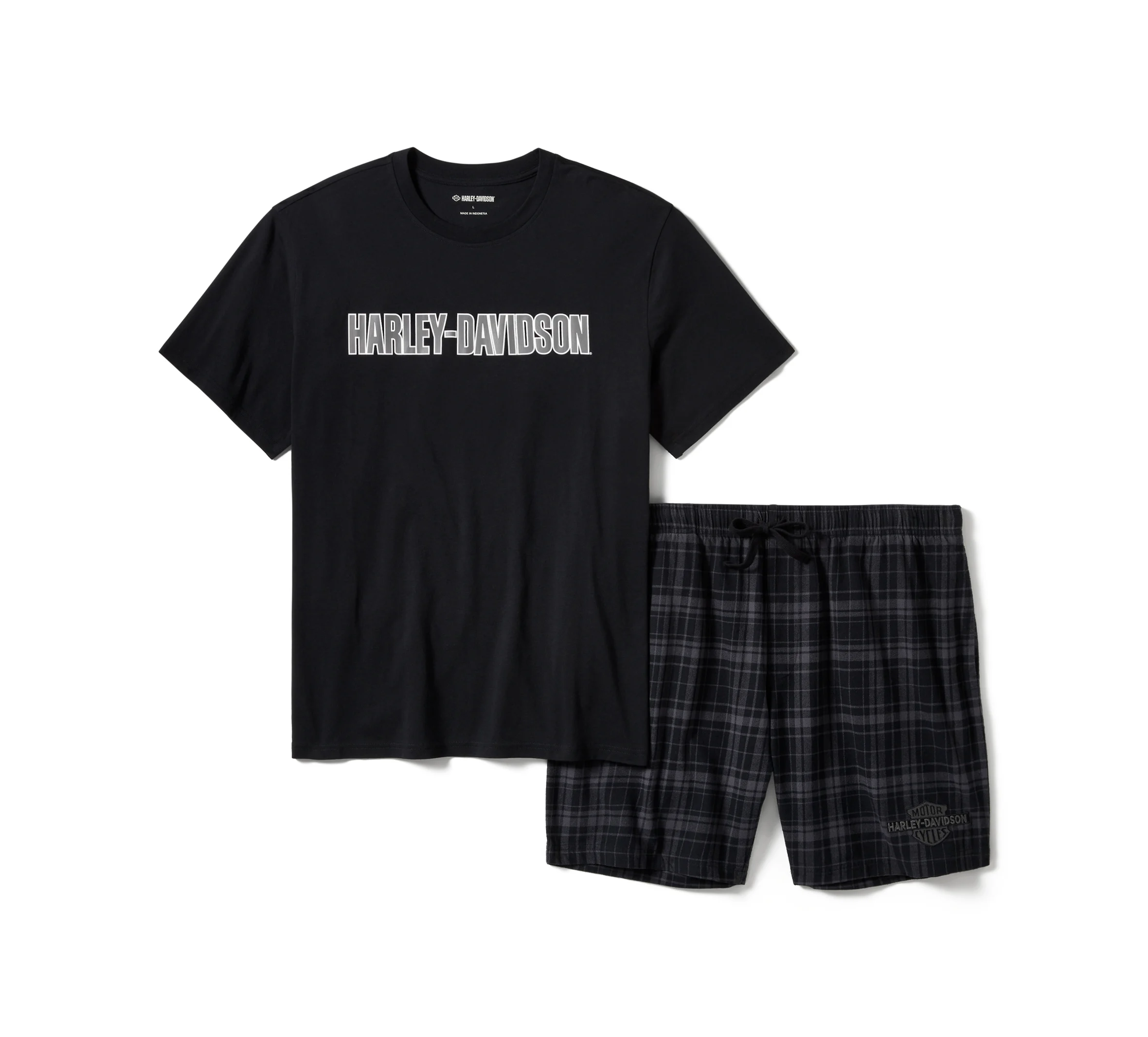 Men's Plaid Pajama Shorts Set