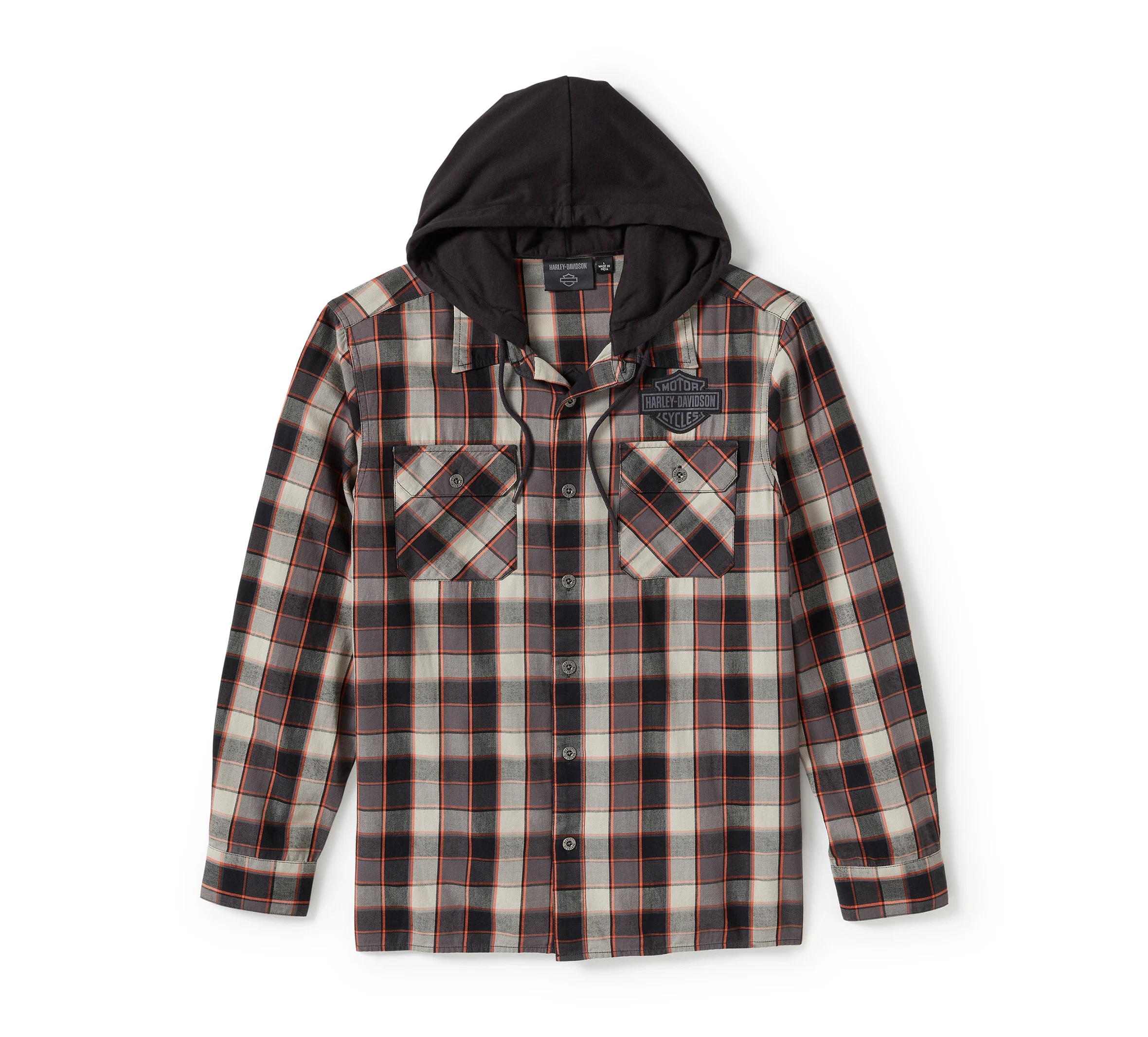 Men's Metal Bound Long Sleeve Hooded Shirt