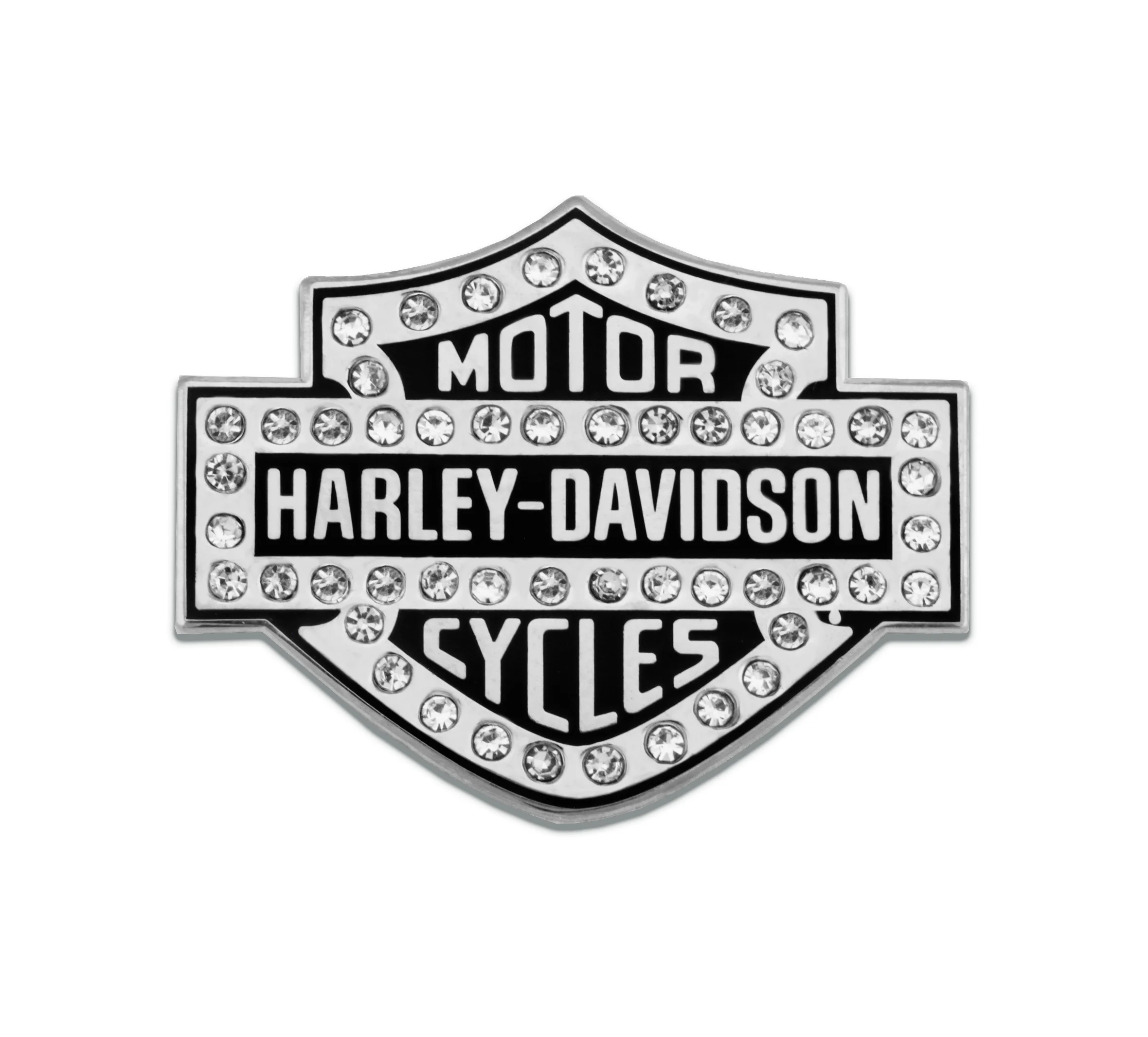 Rhinestone Text Bar & Shield Pin