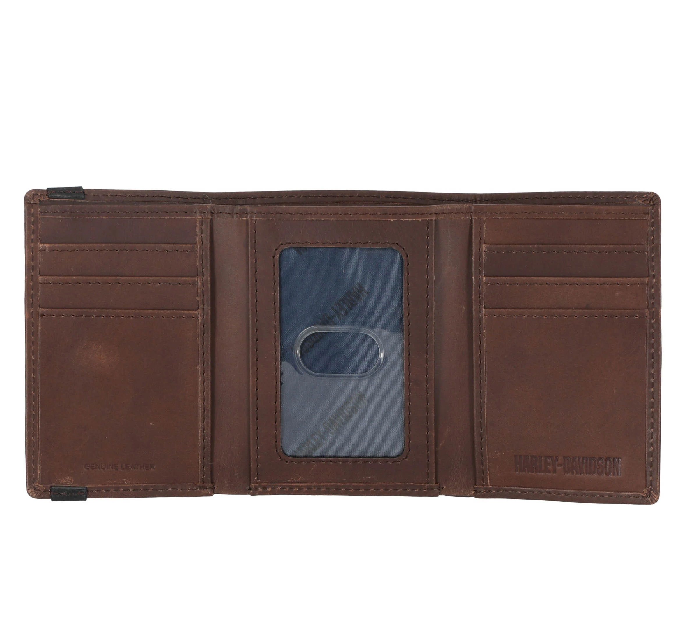 Men's Crazy Horse Eagle Trifold Brown Leather Wallet