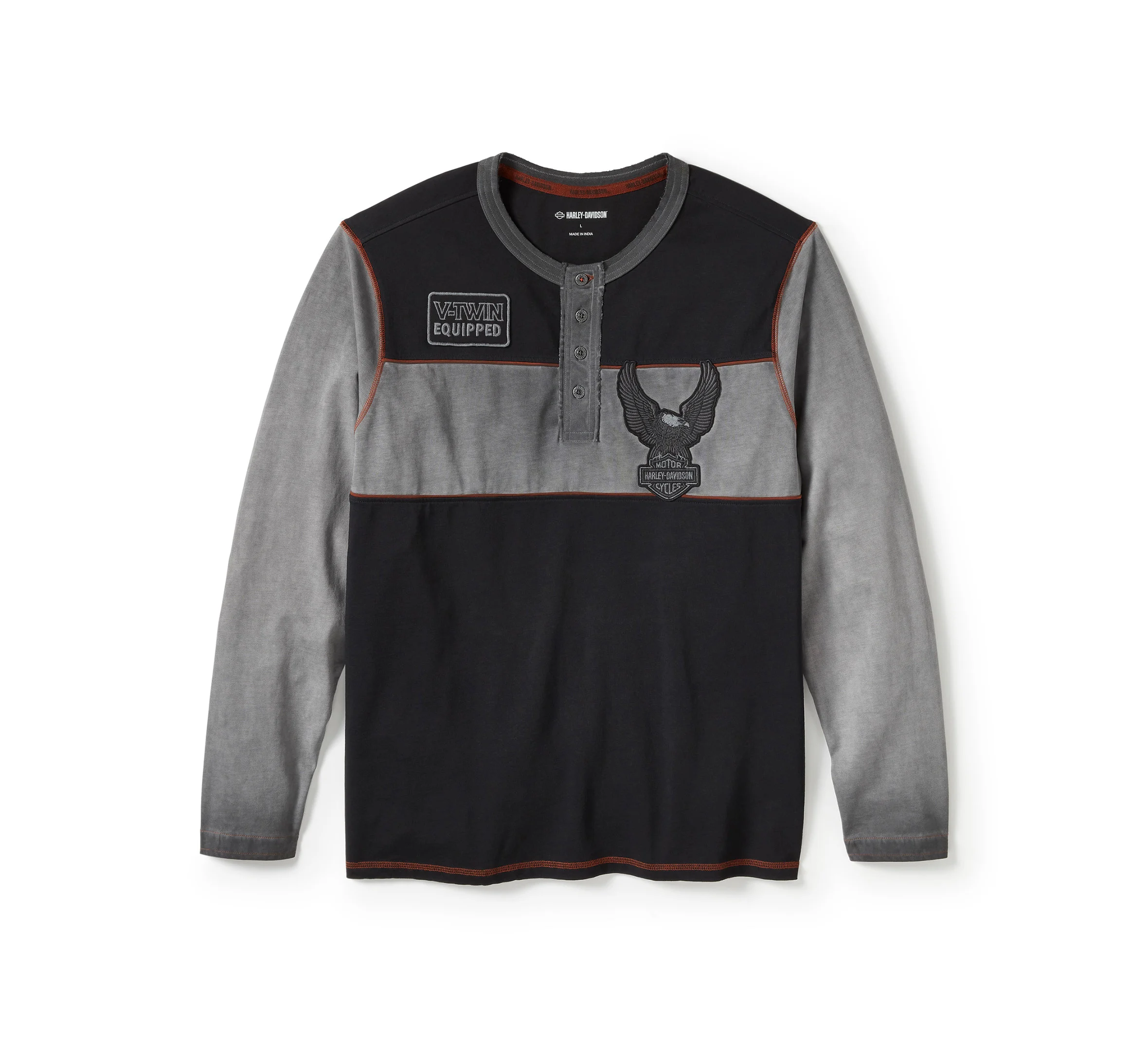 Men's Iron Bond II Henley - Colorblock - Harley Black & Asphalt