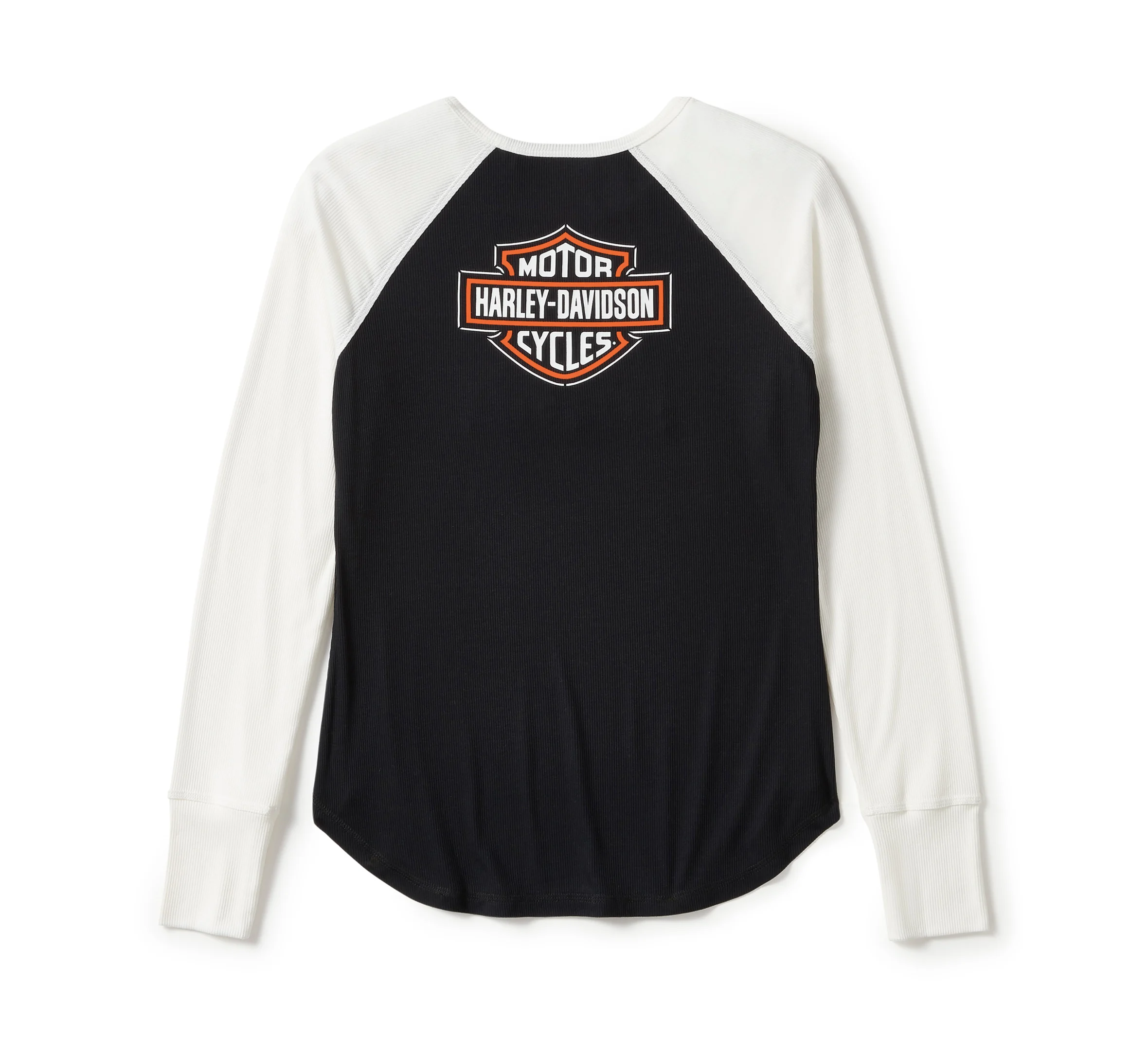 Women's Essential Arched Font Long Sleeve Raglan - Colorblock - Harley Black & Cloud Dancer