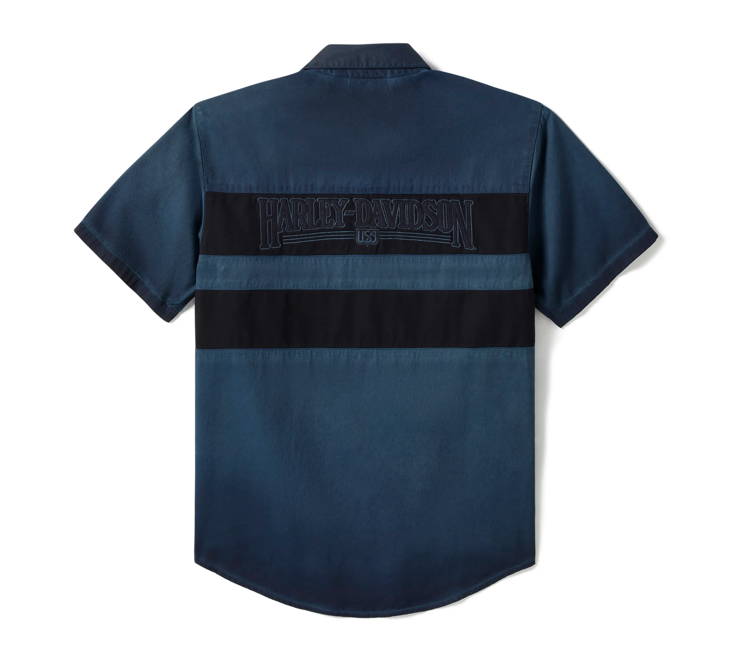 Men's Iron Bond II Short Sleeve Shirt - Colorblock - Mood Indigo & Harley Black