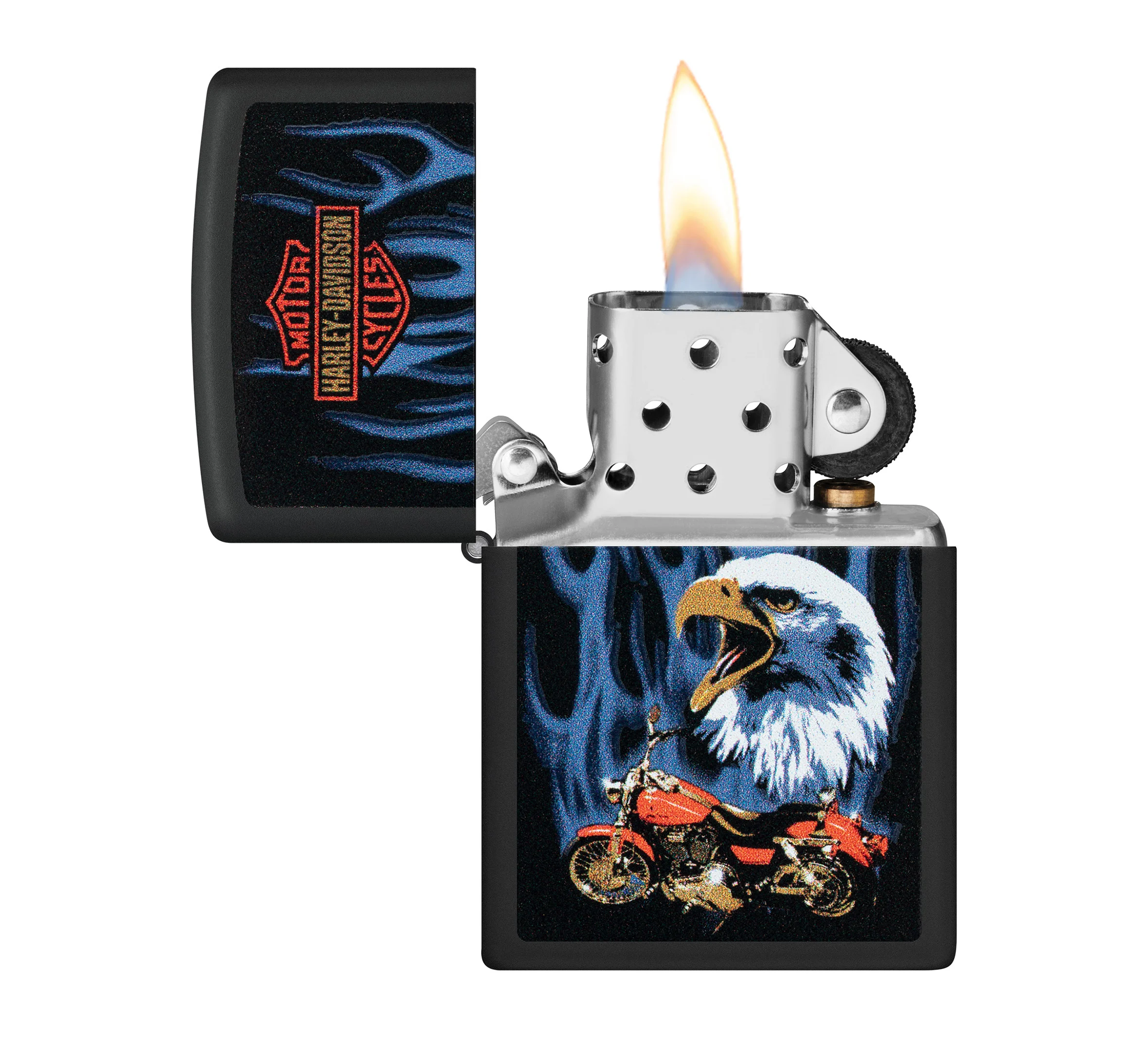 Harley-Davidson Eagle Flame Matte Black Windproof Lighter