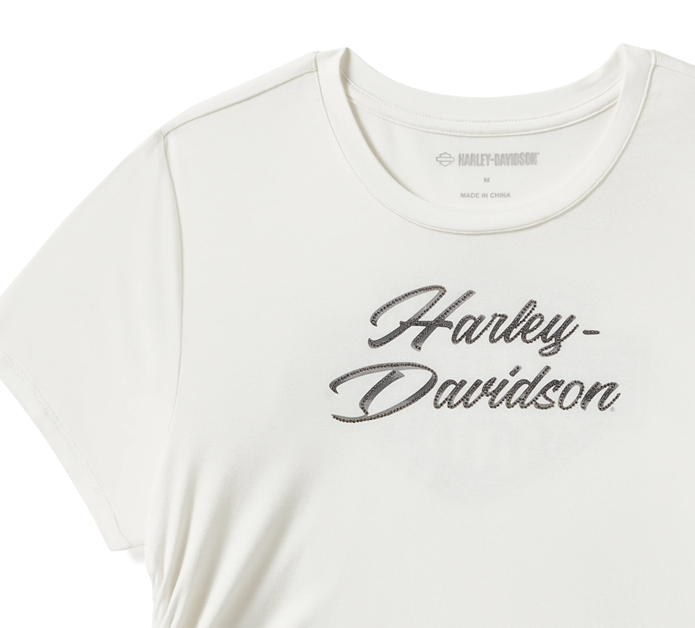 Women's Essential Bling Ruched Short Sleeve Top - Cloud Dancer