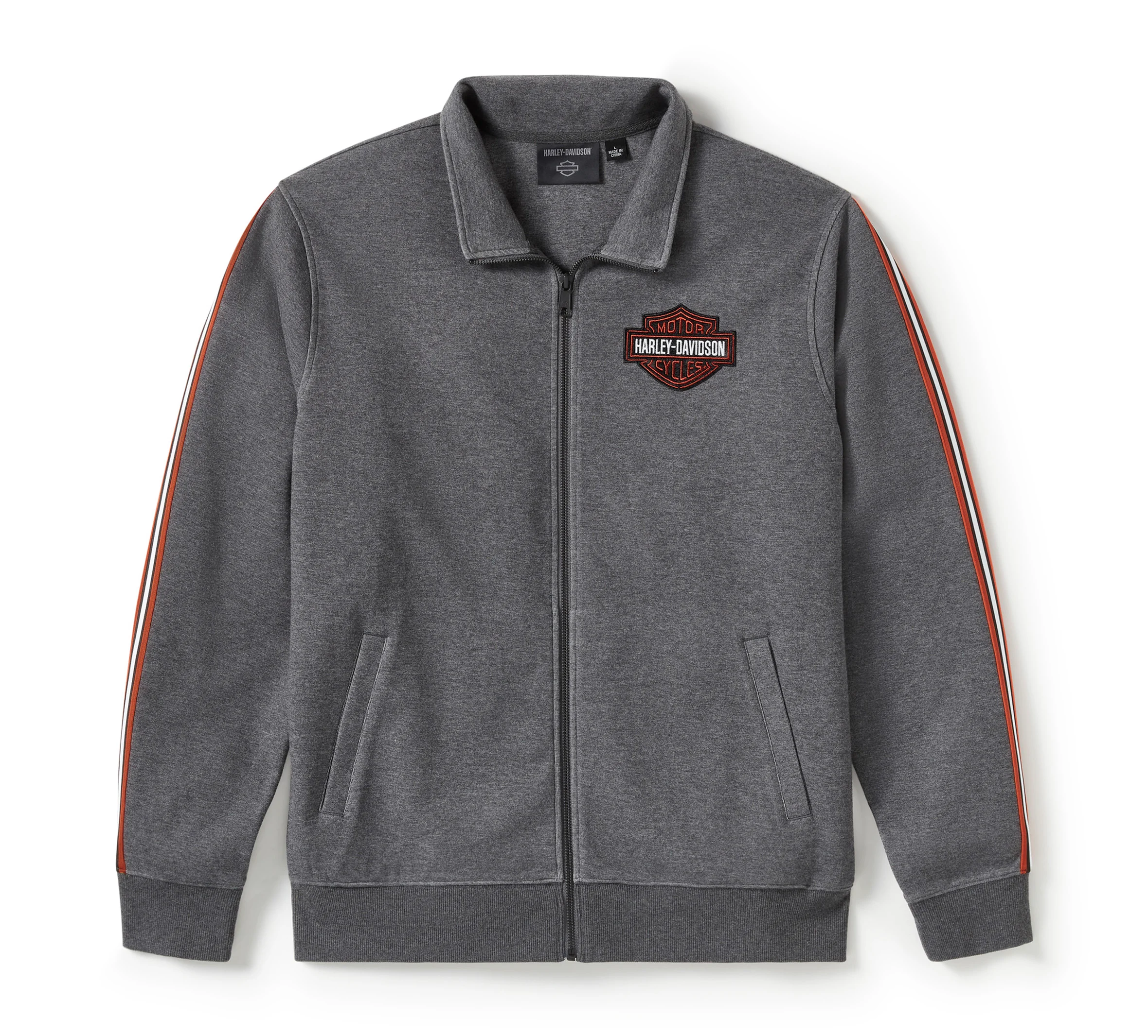 Men's Essential Fleece Zip Front Track Jacket - Charcoal Grey Heather