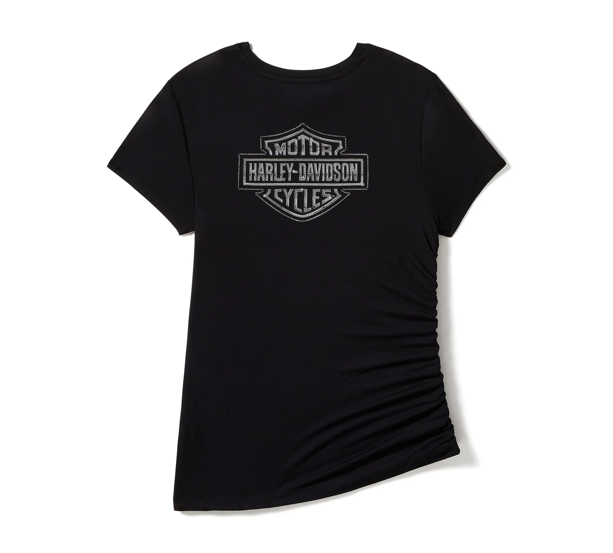 Women's Essential Bling Ruched Short Sleeve Top - Harley Black