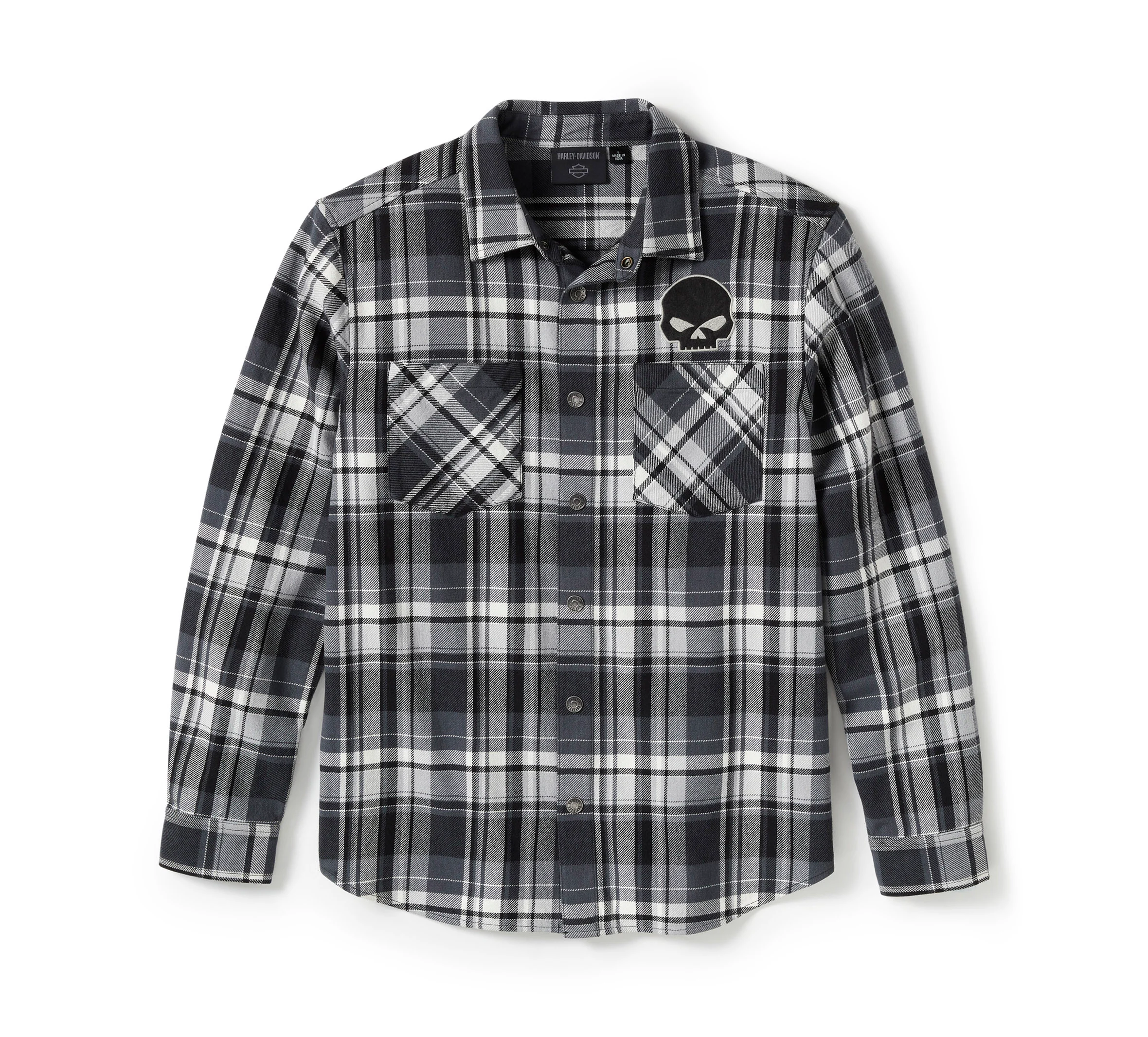 Men's Willie G Skull Plaid Long Sleeve Shirt