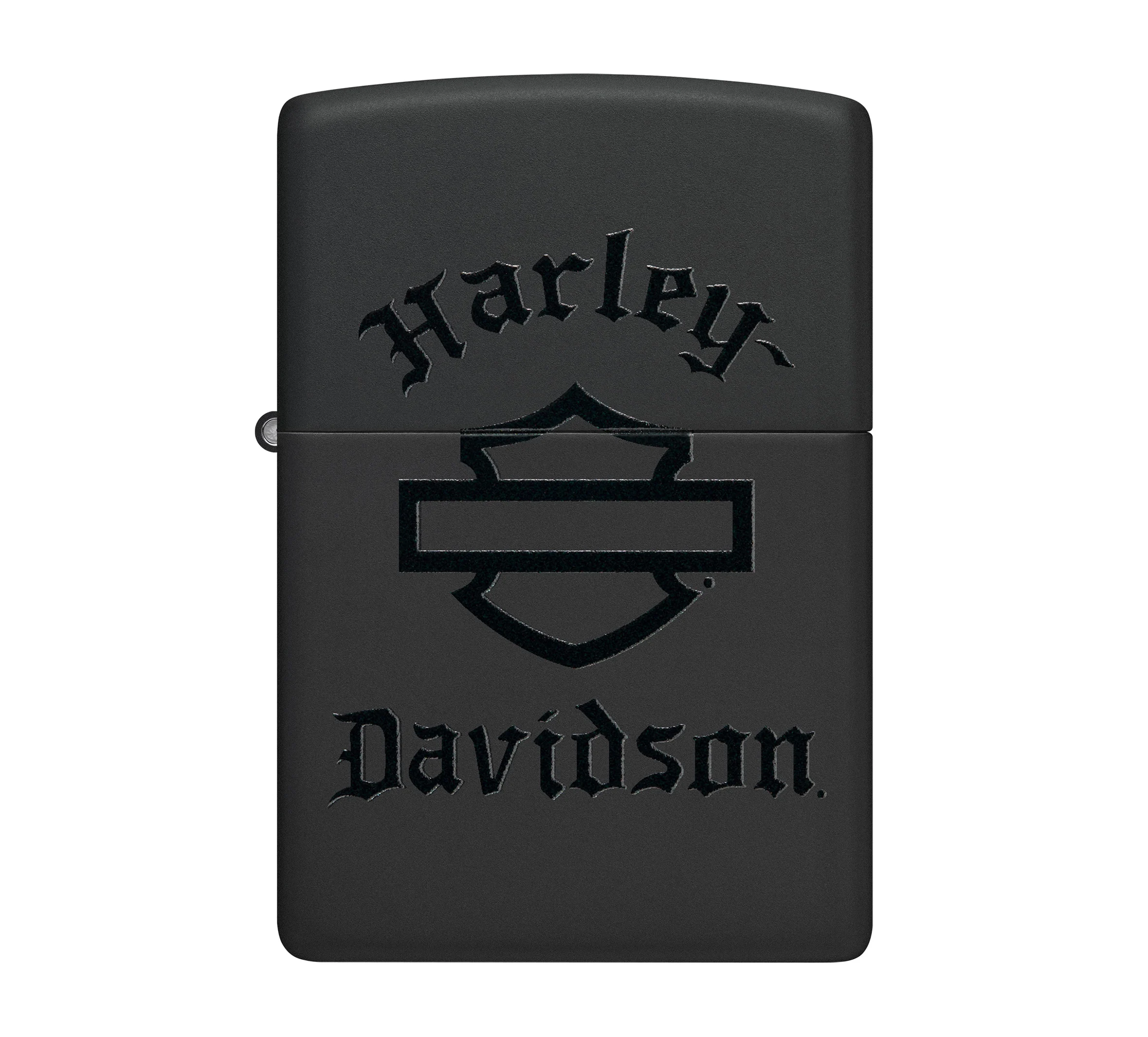 Harley-Davidson Bar and Shield Logo Color Image Black Matte Windproof Lighter