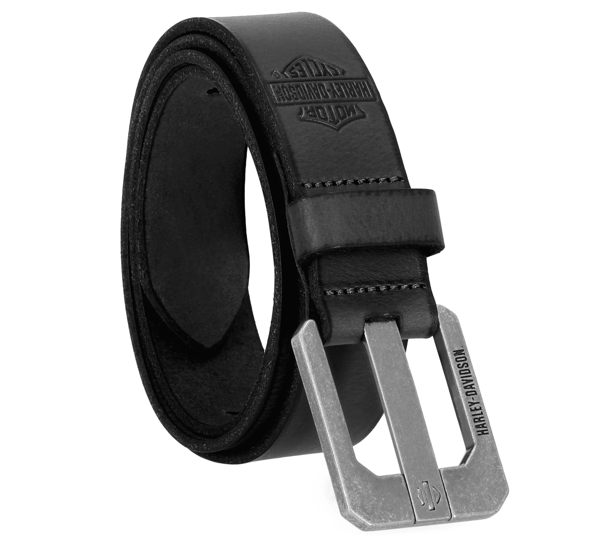 Die Cut Bar & Shield 2 Prong Belt in Black - Black
