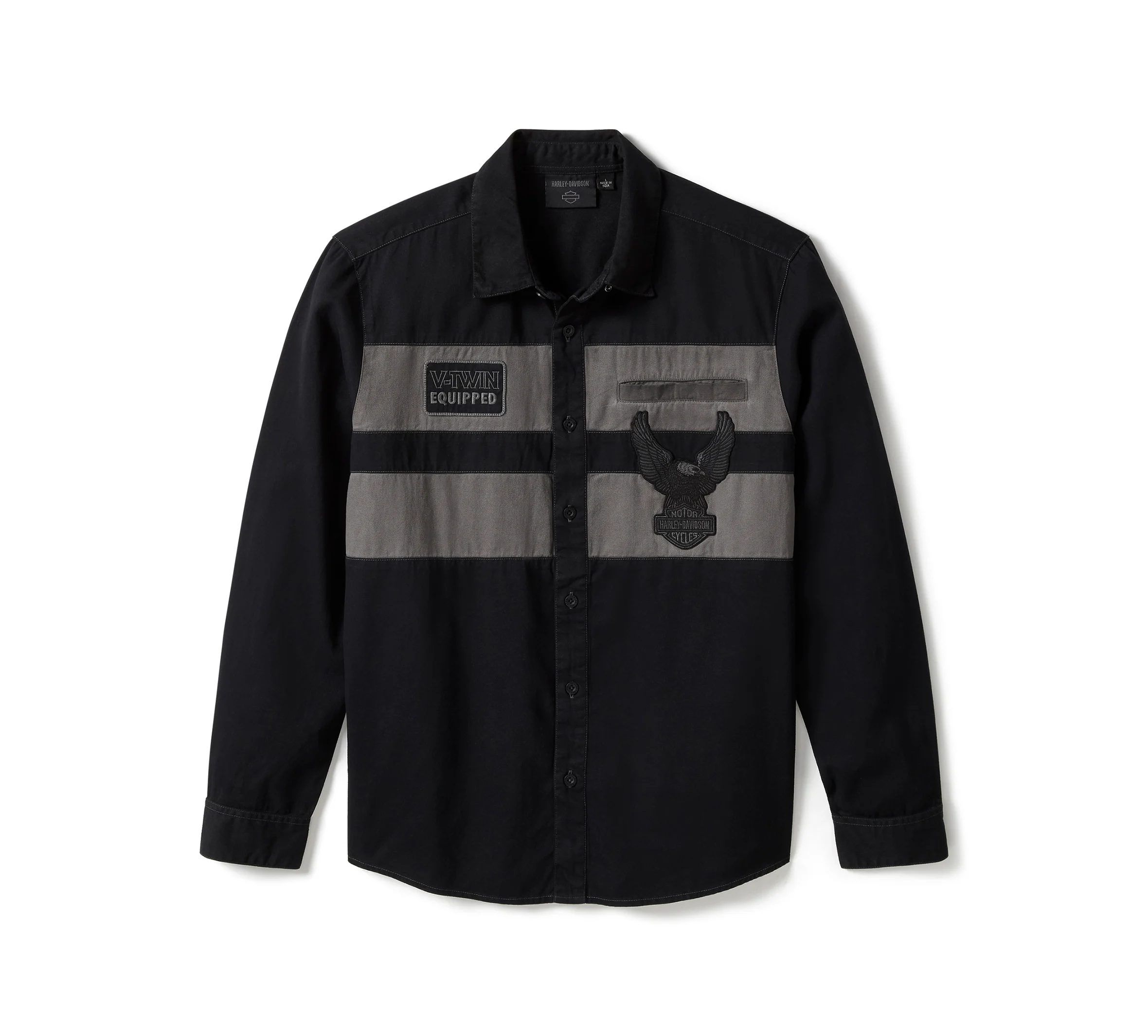 Men's Iron Bond II Long Sleeve Shirt - Colorblock - Harley Black & Asphalt