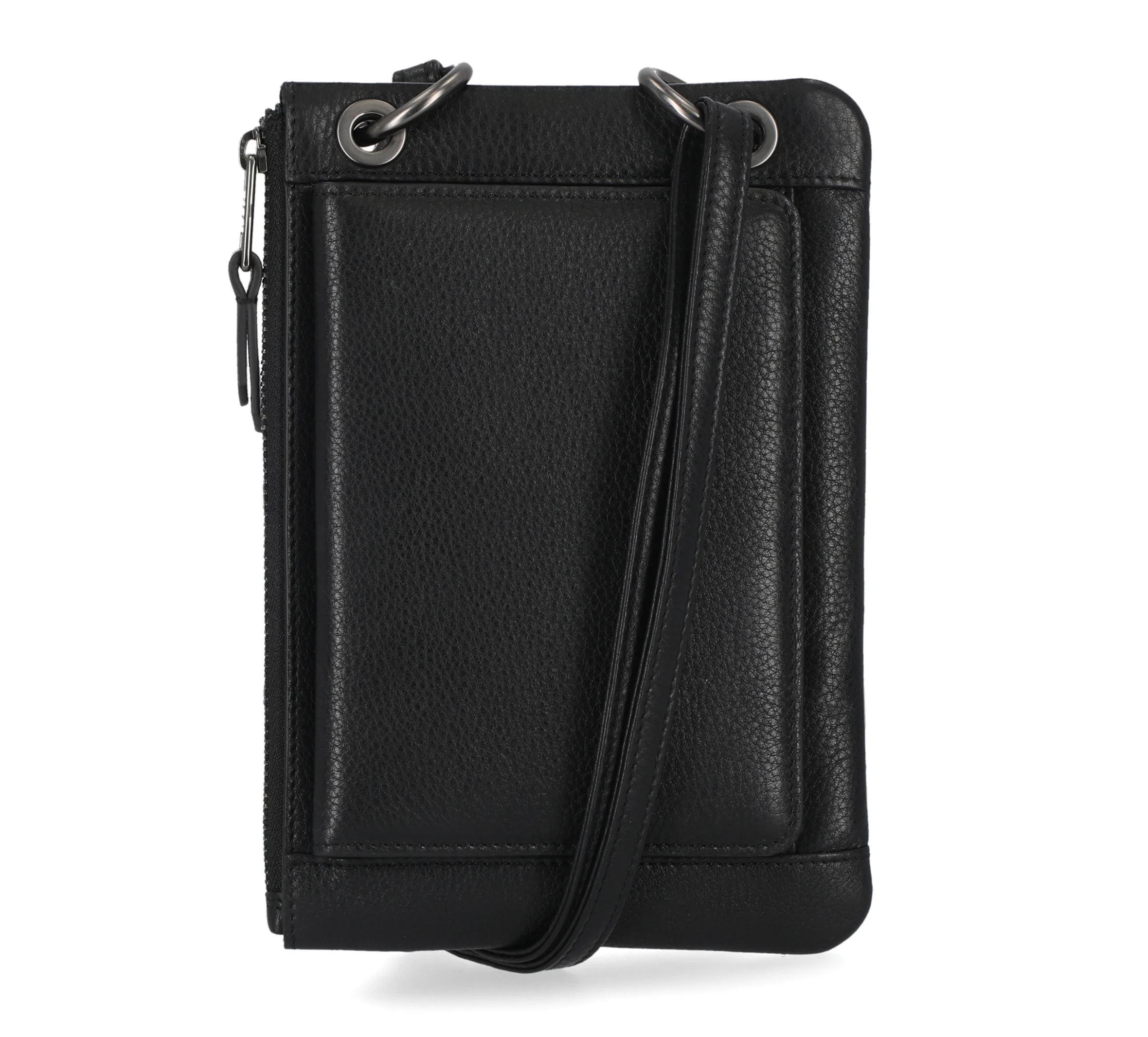 Women's Classic Leather Phone Case Crossbody Wallet - Black