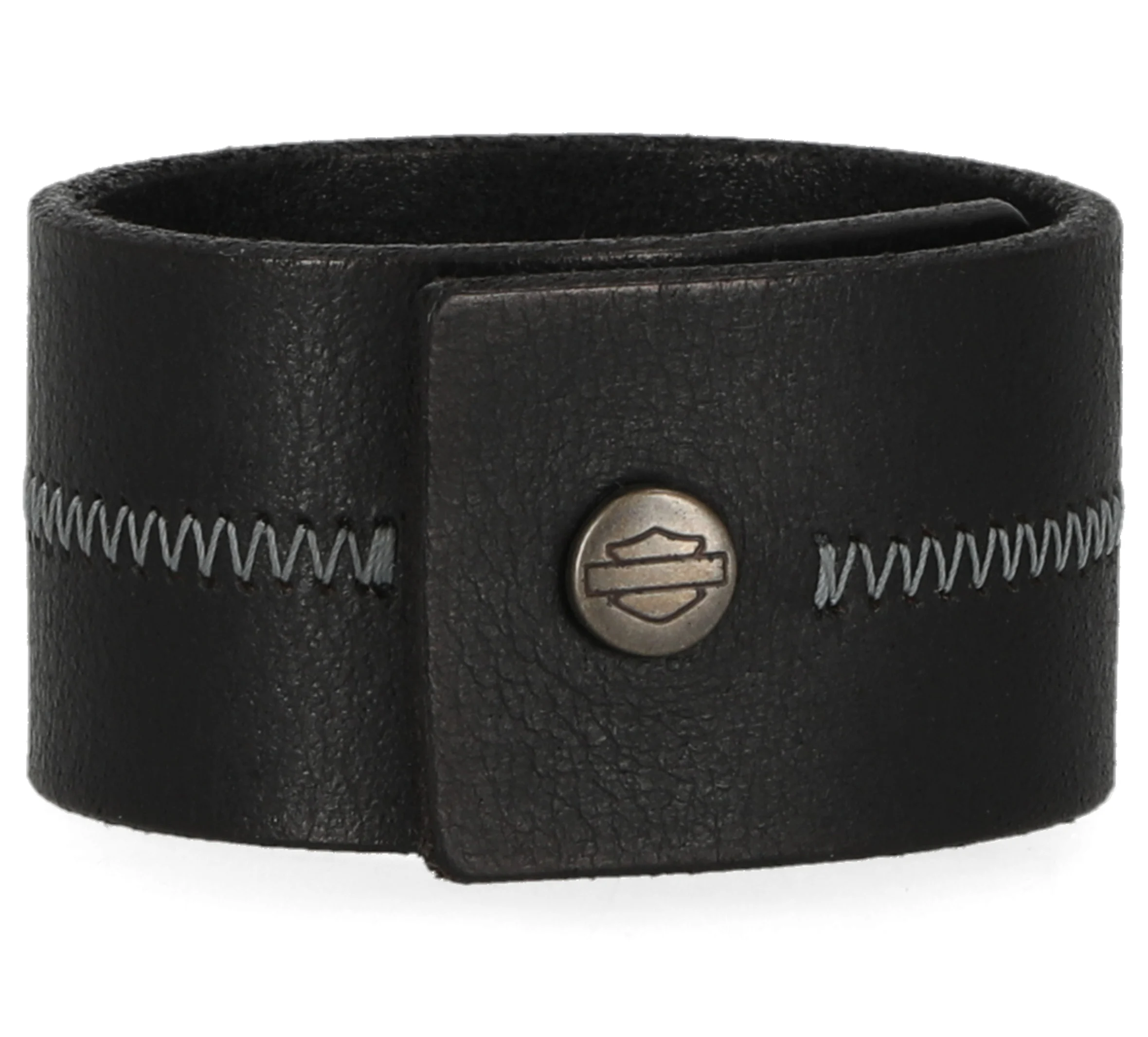 Bar & Shield Stitch Leather Cuff