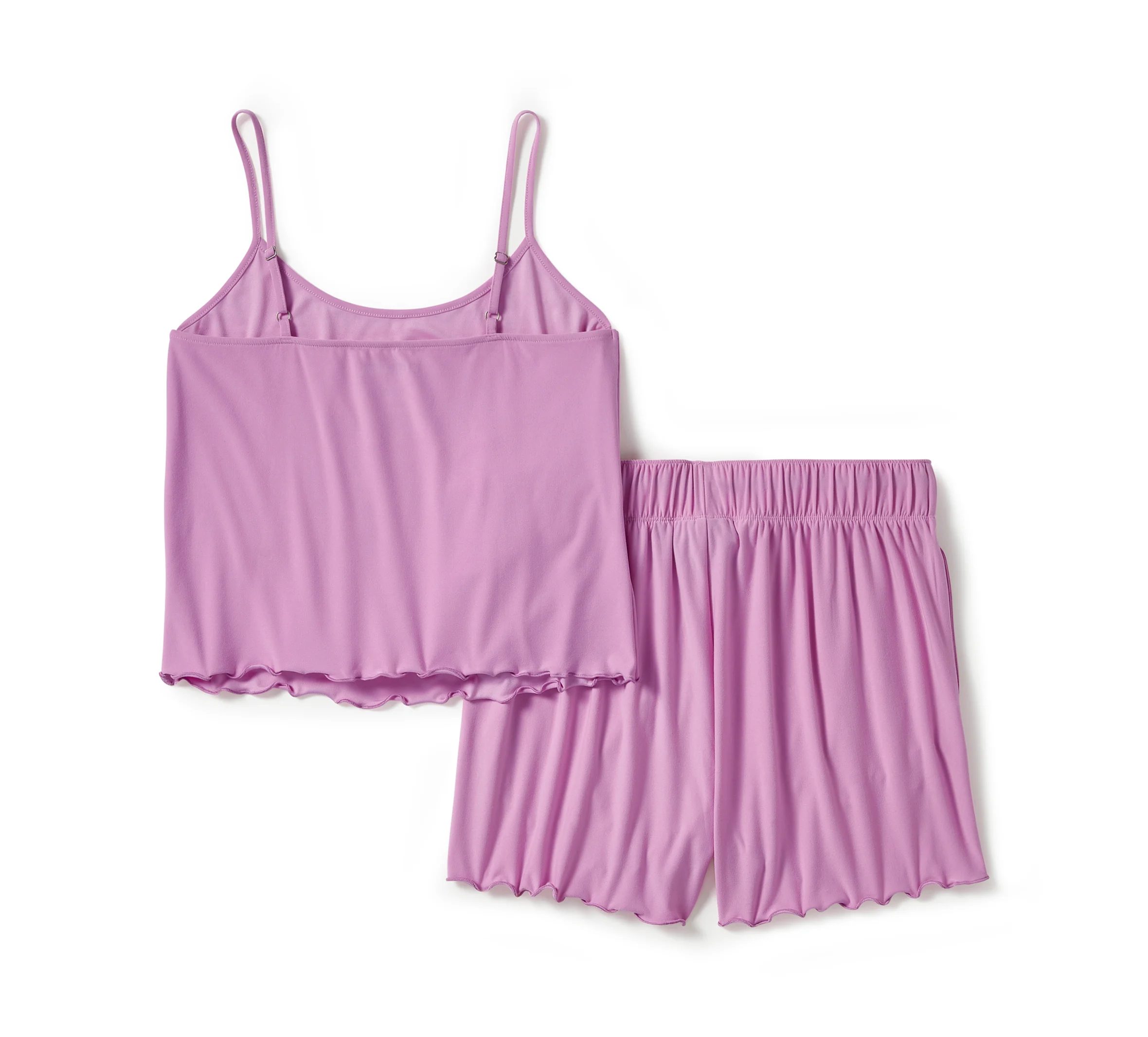 Women's Lettuce Trim Pajama Short Set - Orchid