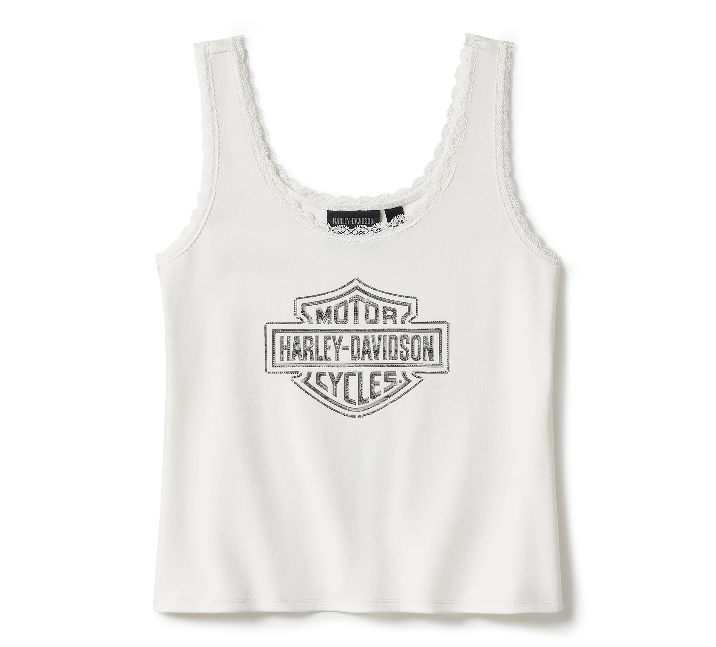 Women's Essential Bling Lace Trim Tank - Cloud Dancer