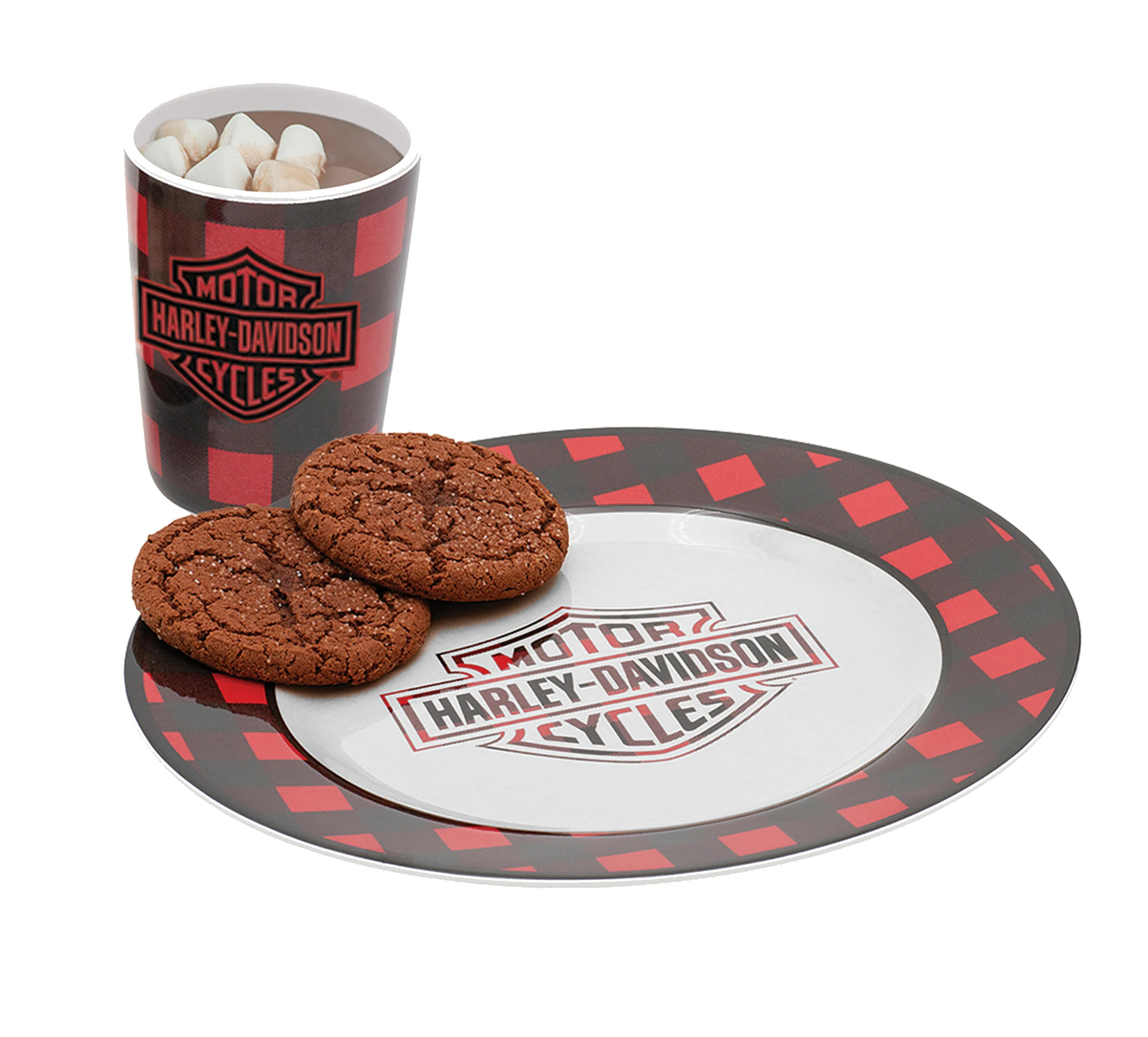 Holiday Plaid Cookie Plate and Cup Set