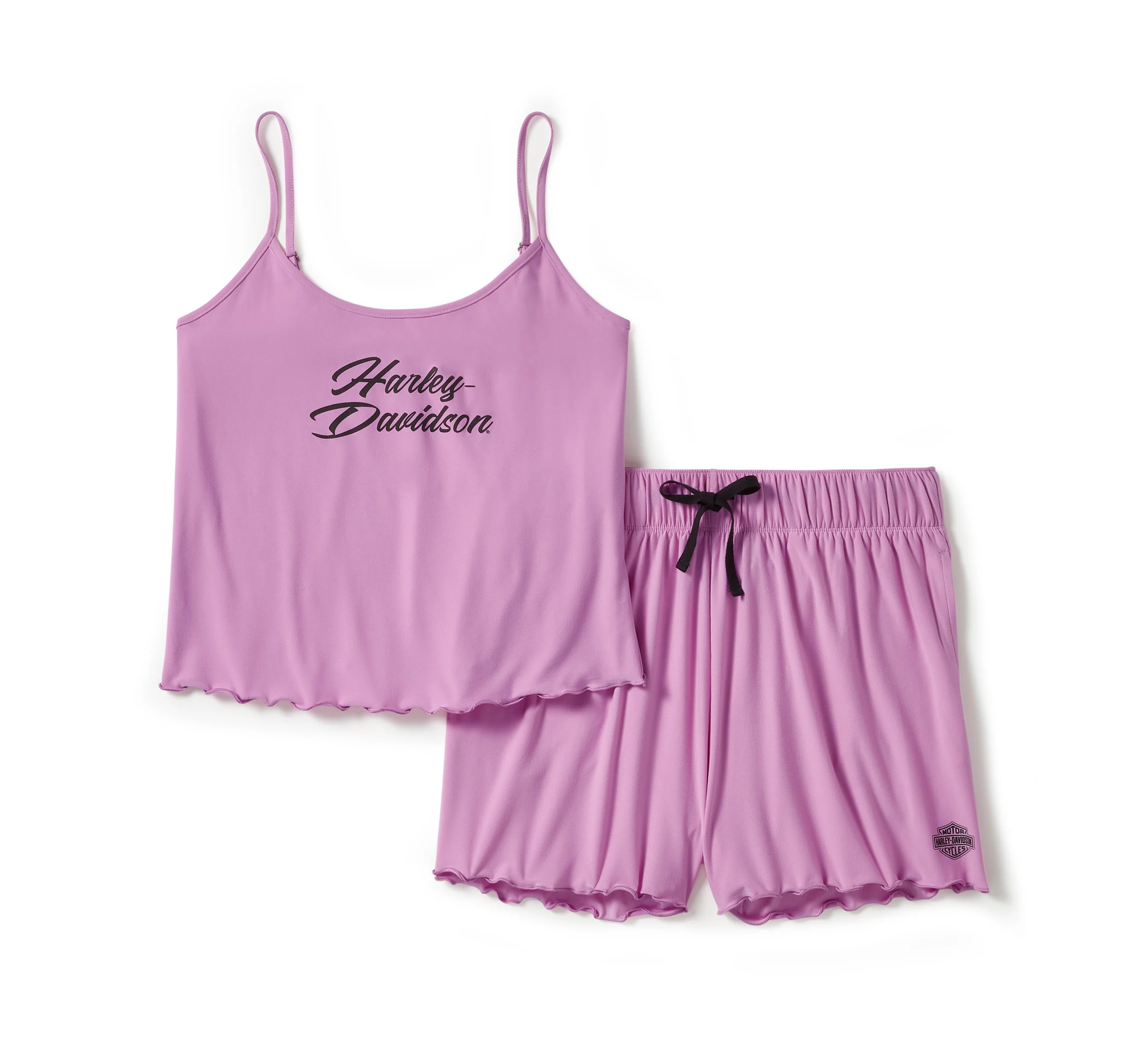 Women's Lettuce Trim Pajama Short Set - Orchid