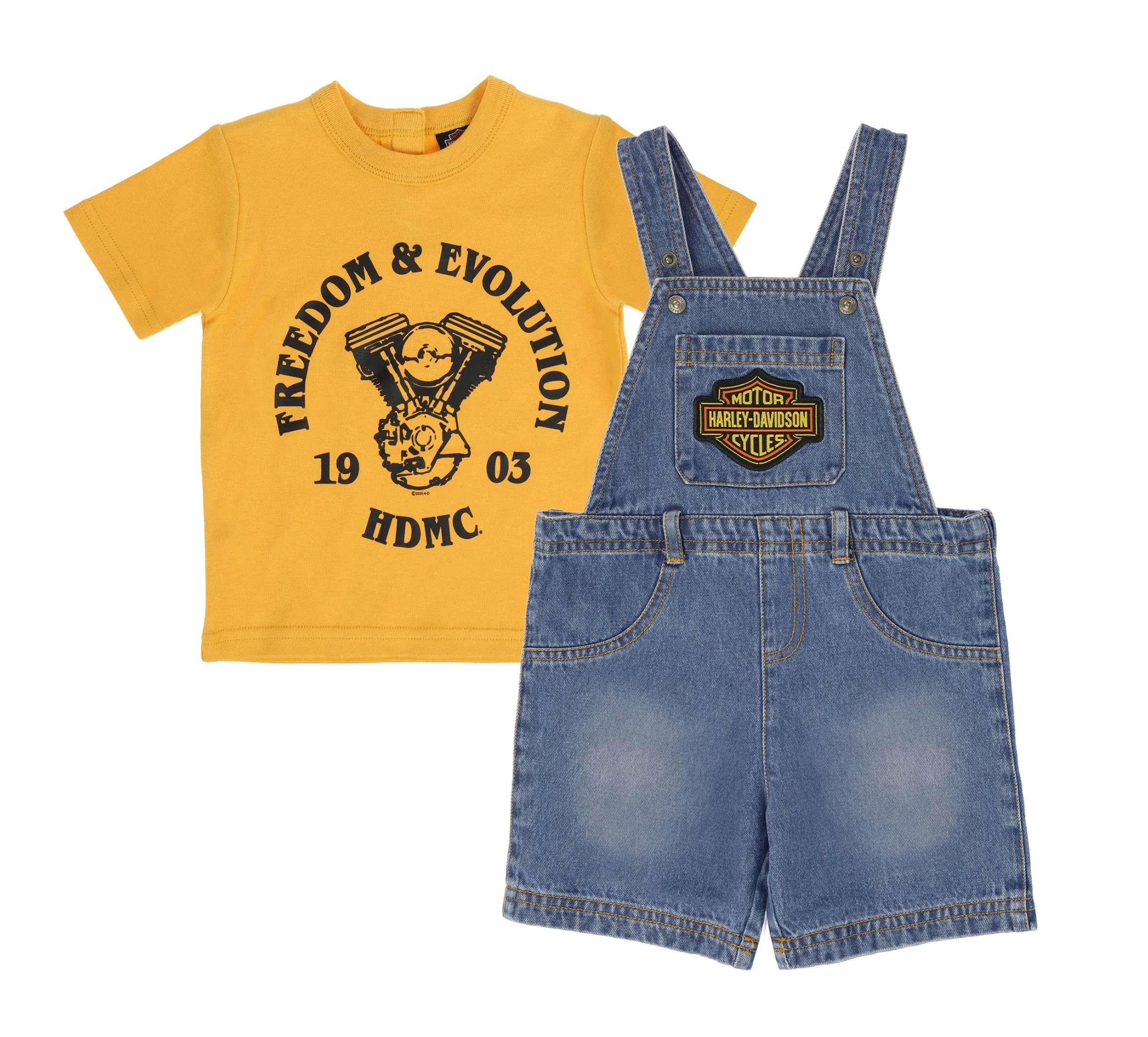 Infant Boys Denim Shortall & Tee Set