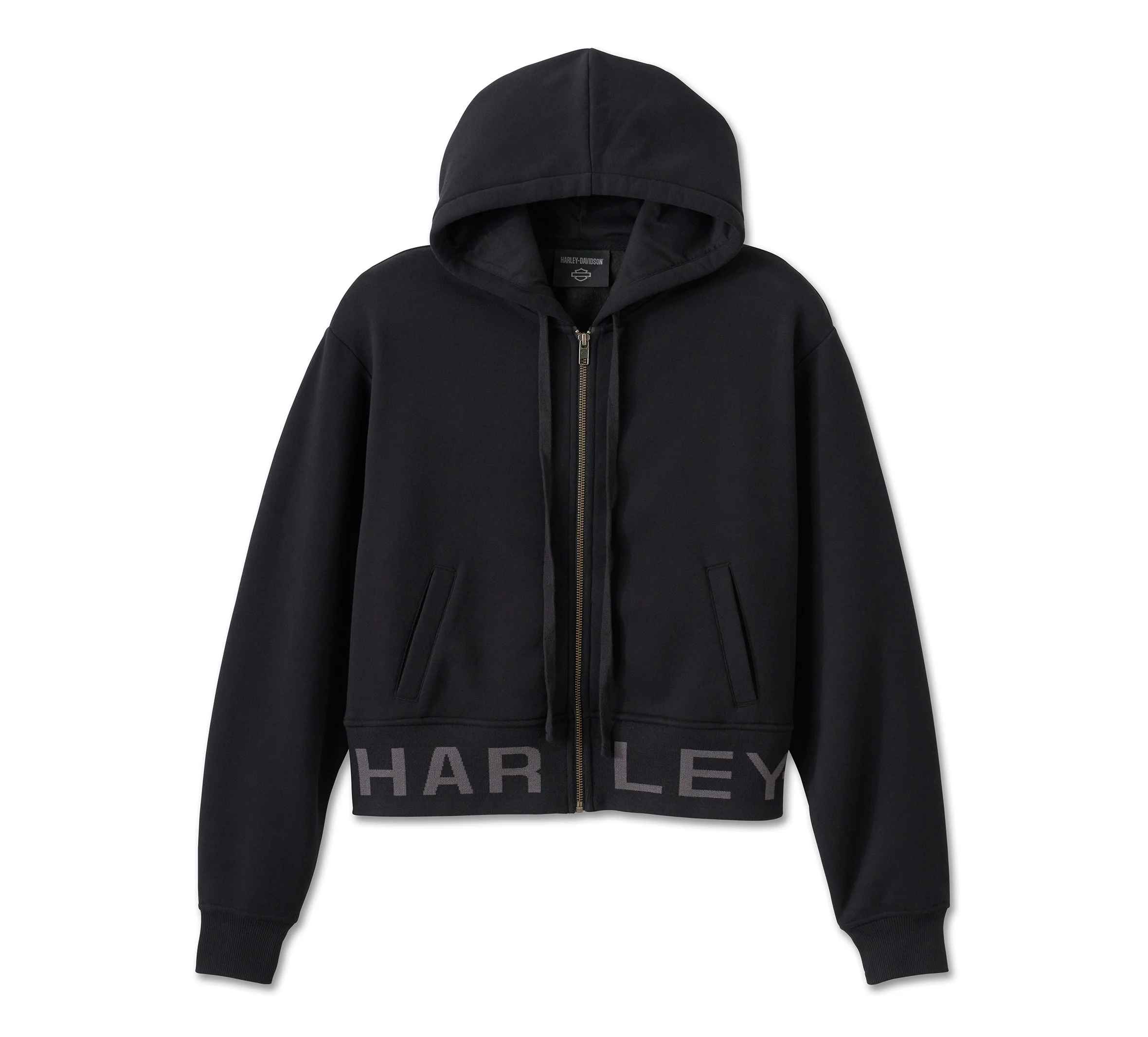 Women's Harley-Davidson Cropped Full Zip Hoodie - Harley Black