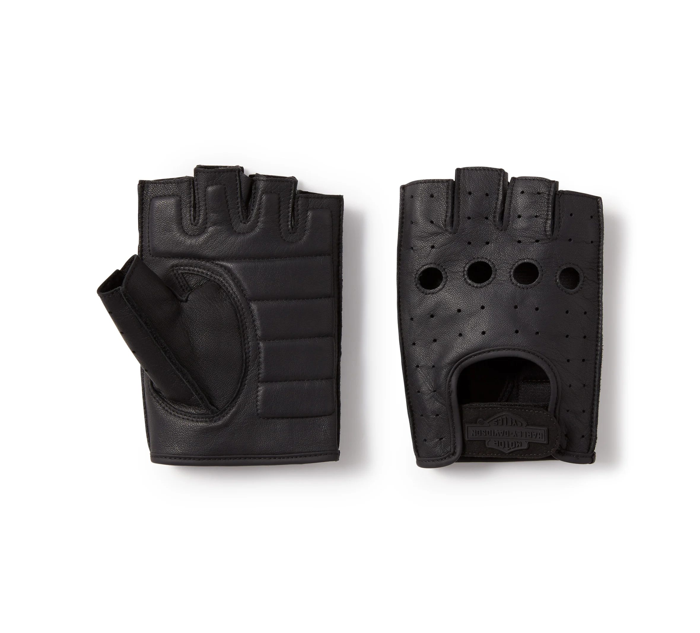 Men's H-D Fingerless Leather Riding Gloves
