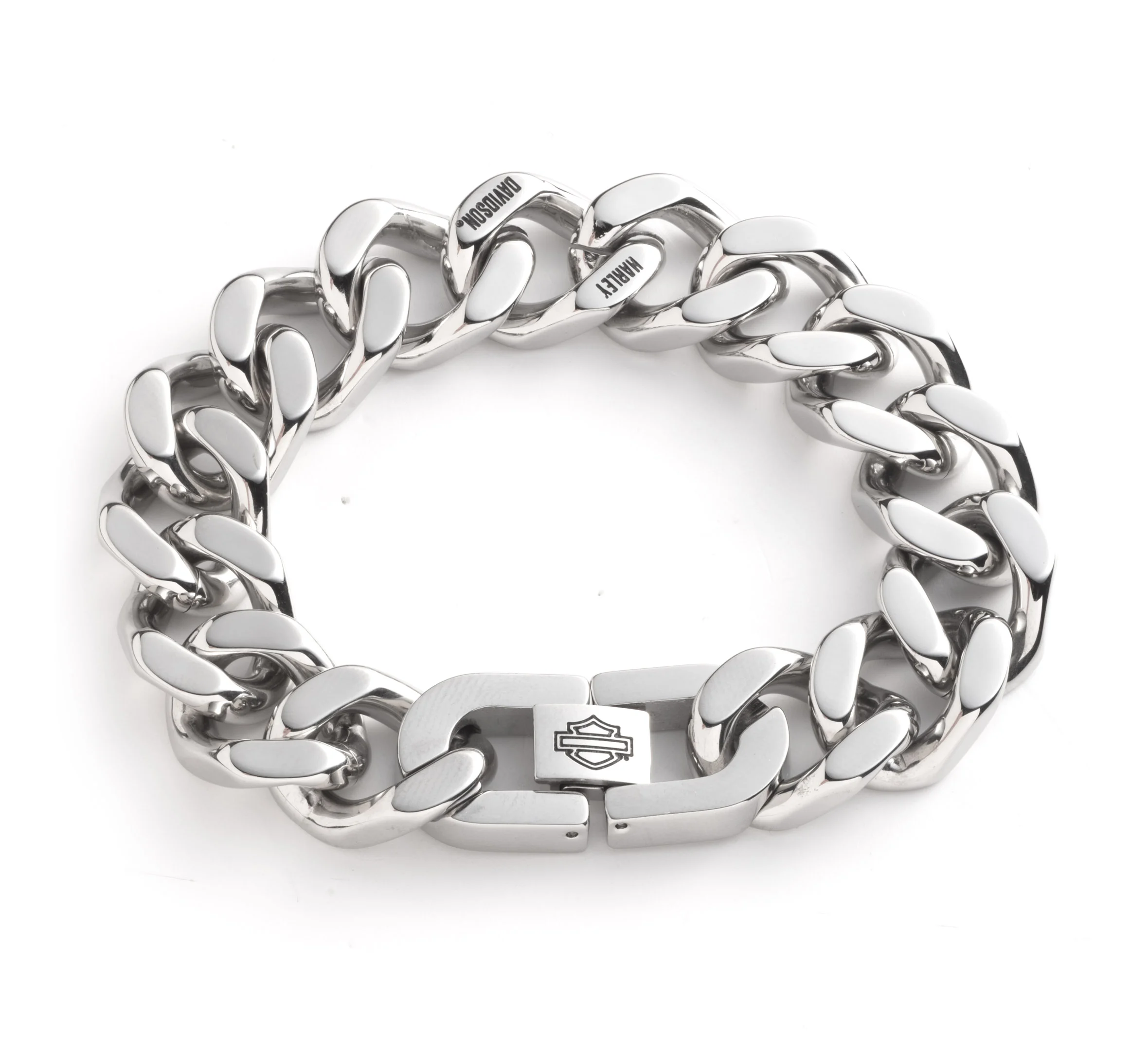 Men's Large Curb Chain Logo Bracelet