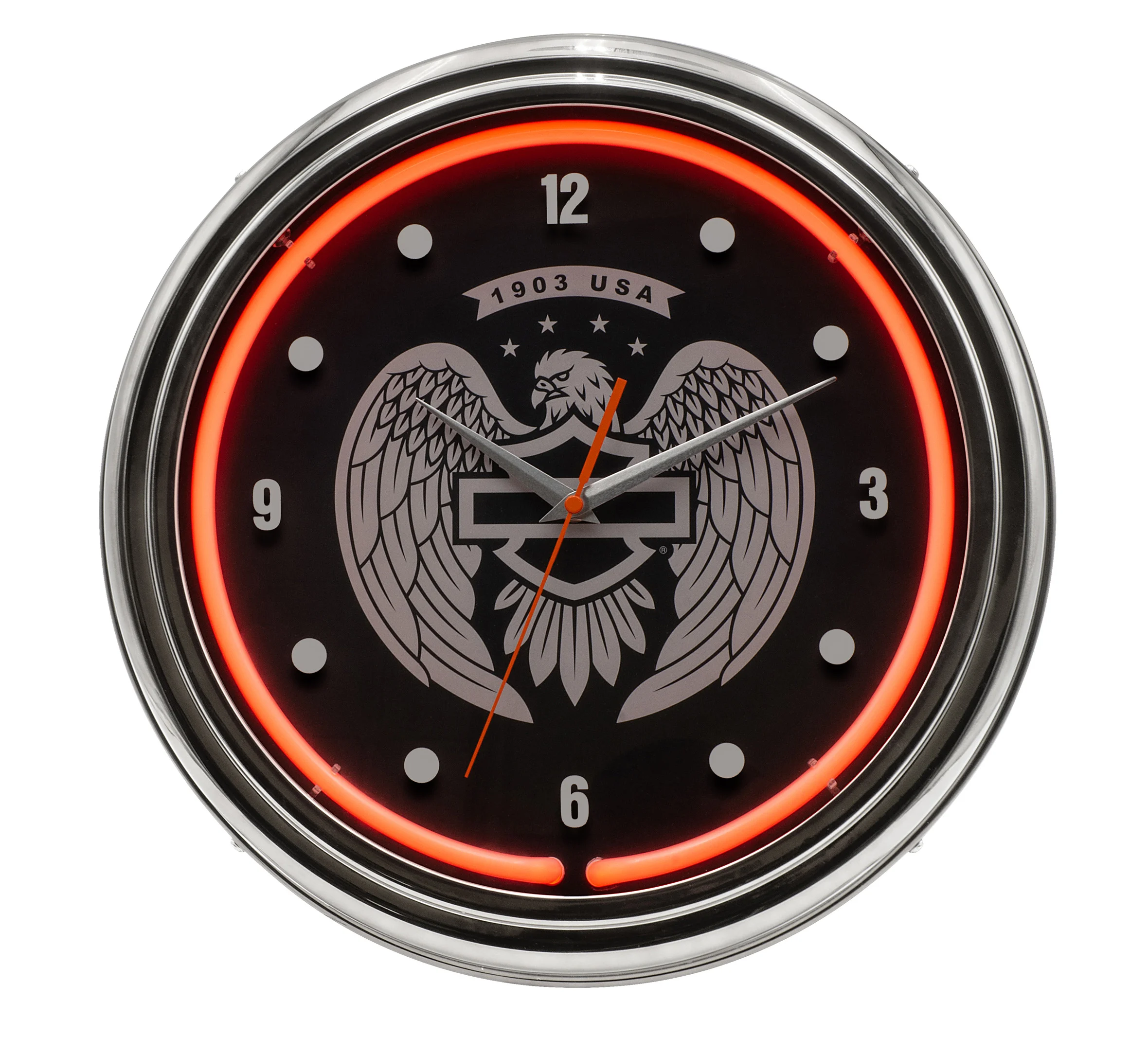 Open Bar & Shield Eagle Neon Clock