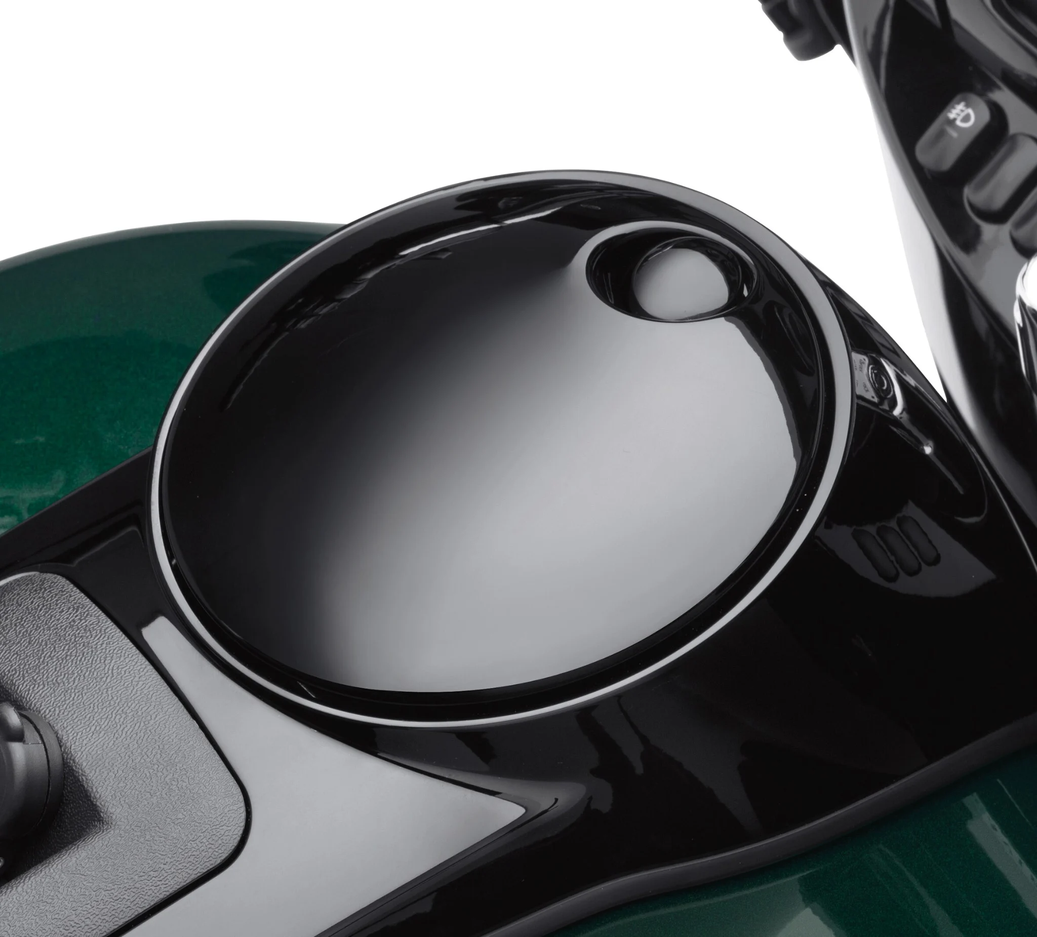 Smooth Push-Button Fuel Tank Console Door Release - Gloss Black