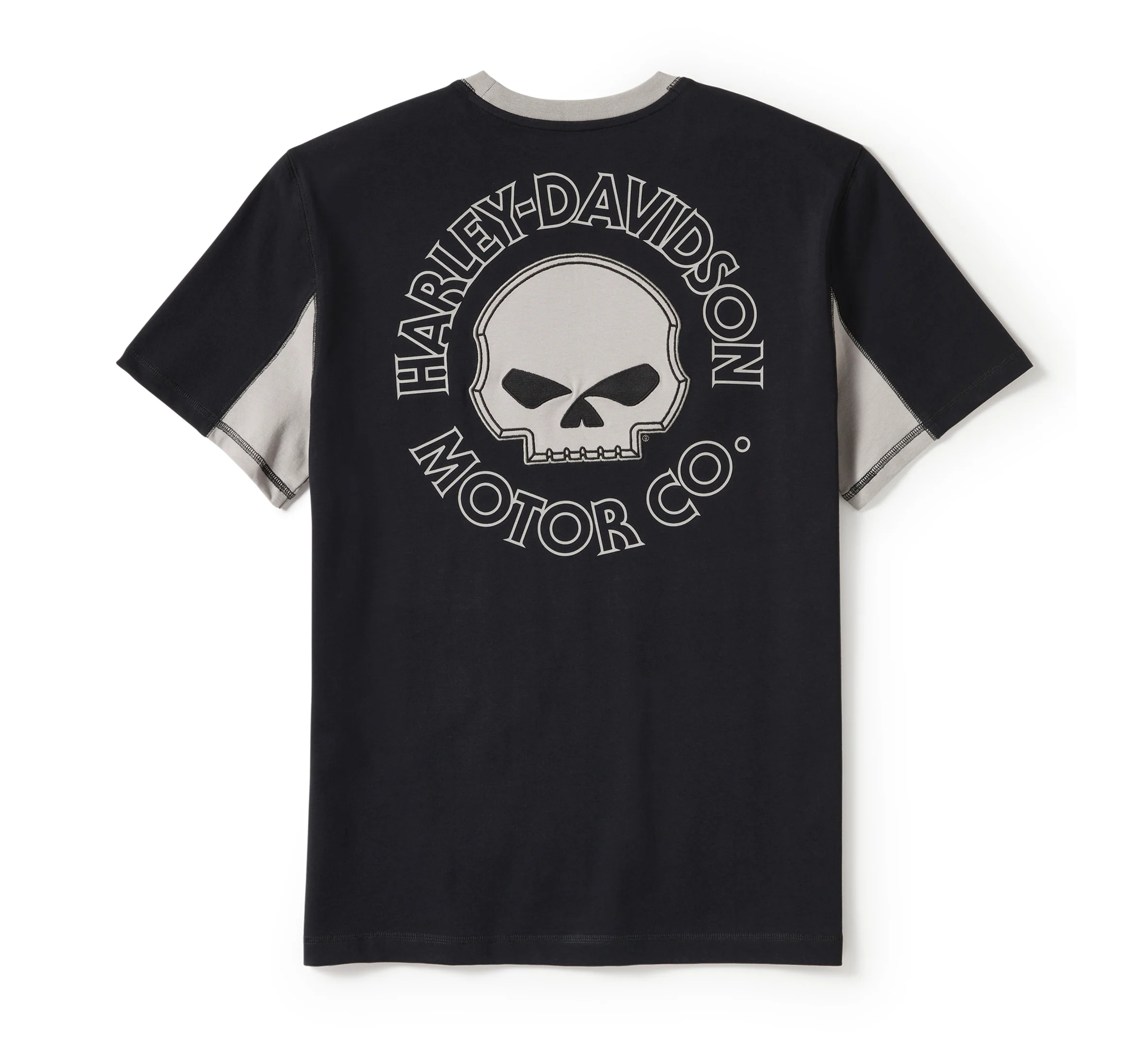 Men's Willie G Skull Colorblock Short Sleeve Tee - Colorblock - Harley Black & Ghost Grey