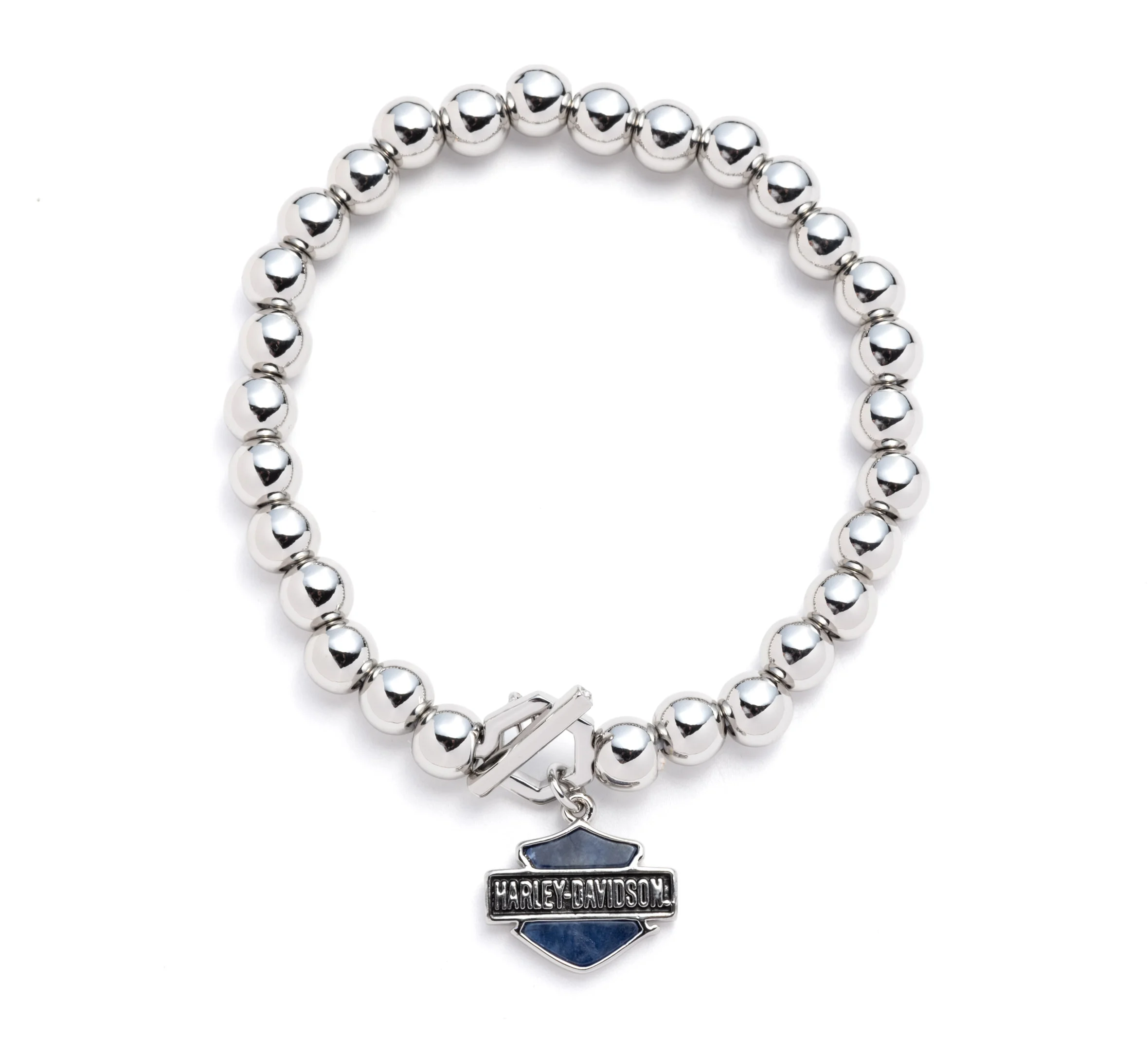 Women's Beaded Bar & Shield Charm Stretch Bracelet