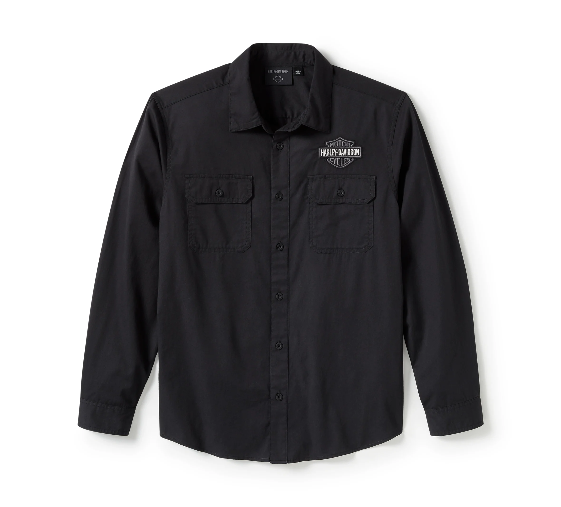 Men's Bar & Shield Solid Long Sleeve Shirt - Harley Black
