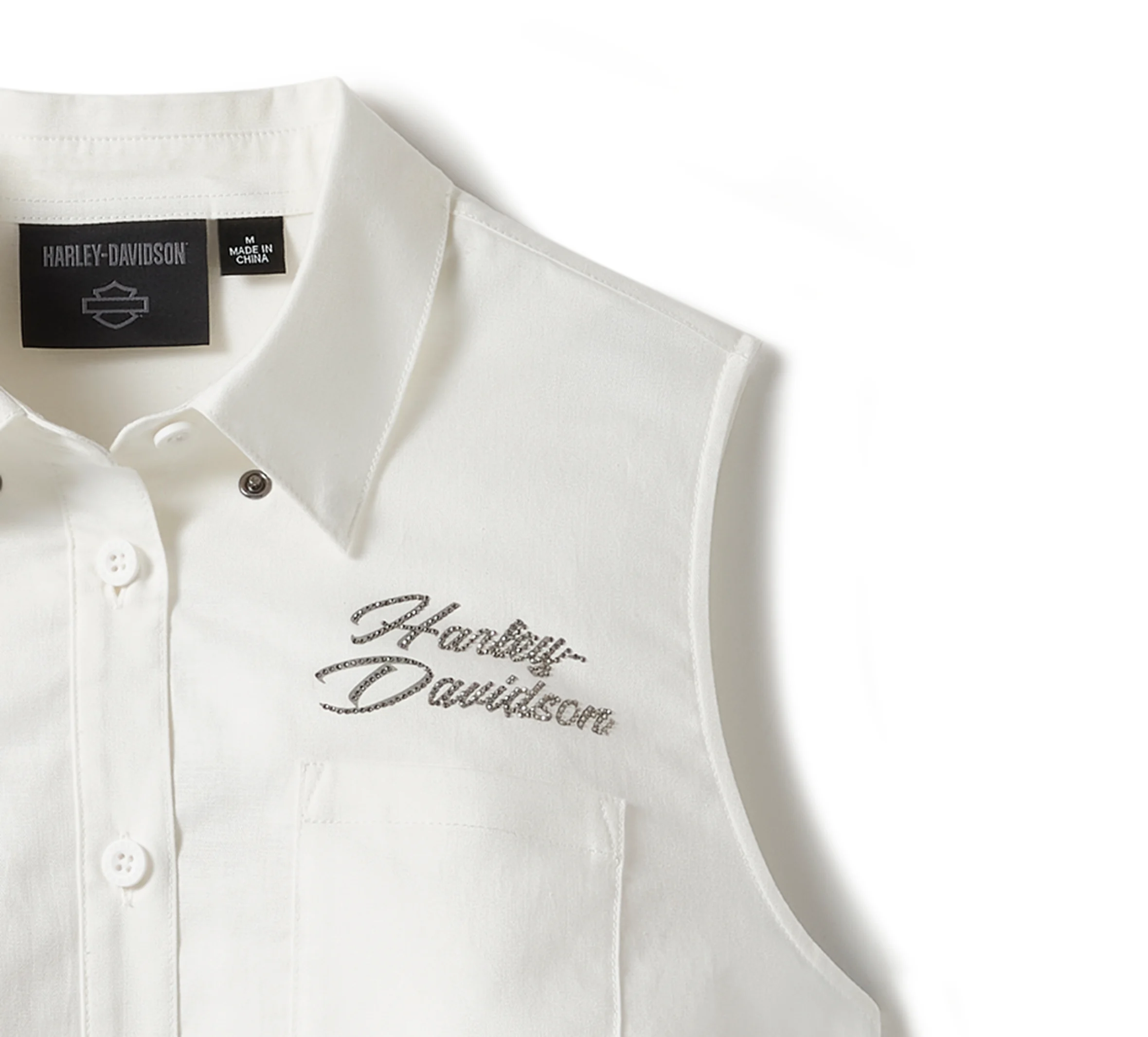 Women's Essential Bling Button Front Tank - Cloud Dancer