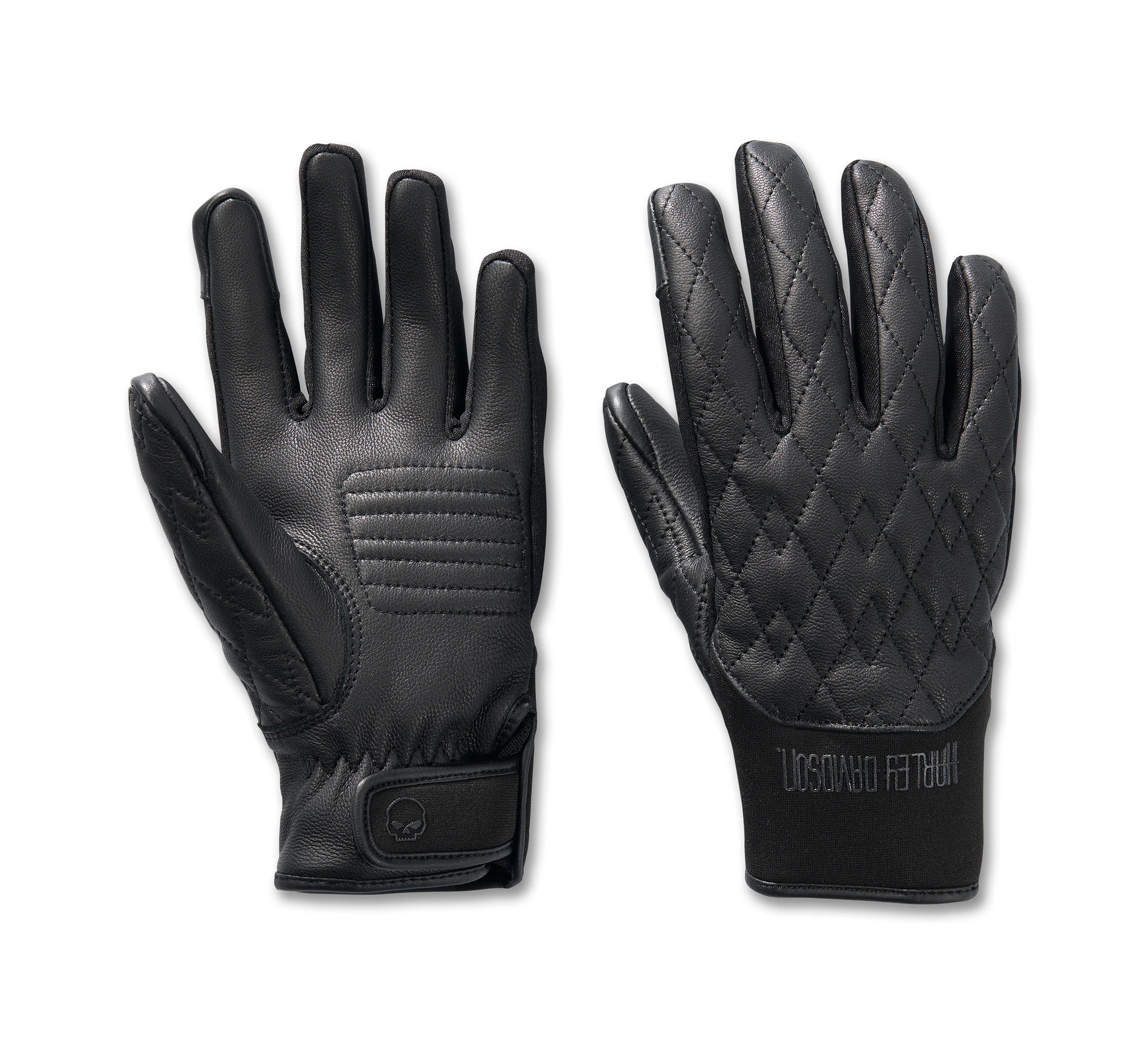 Women's Willie G Skull Graphic Leather Riding Gloves