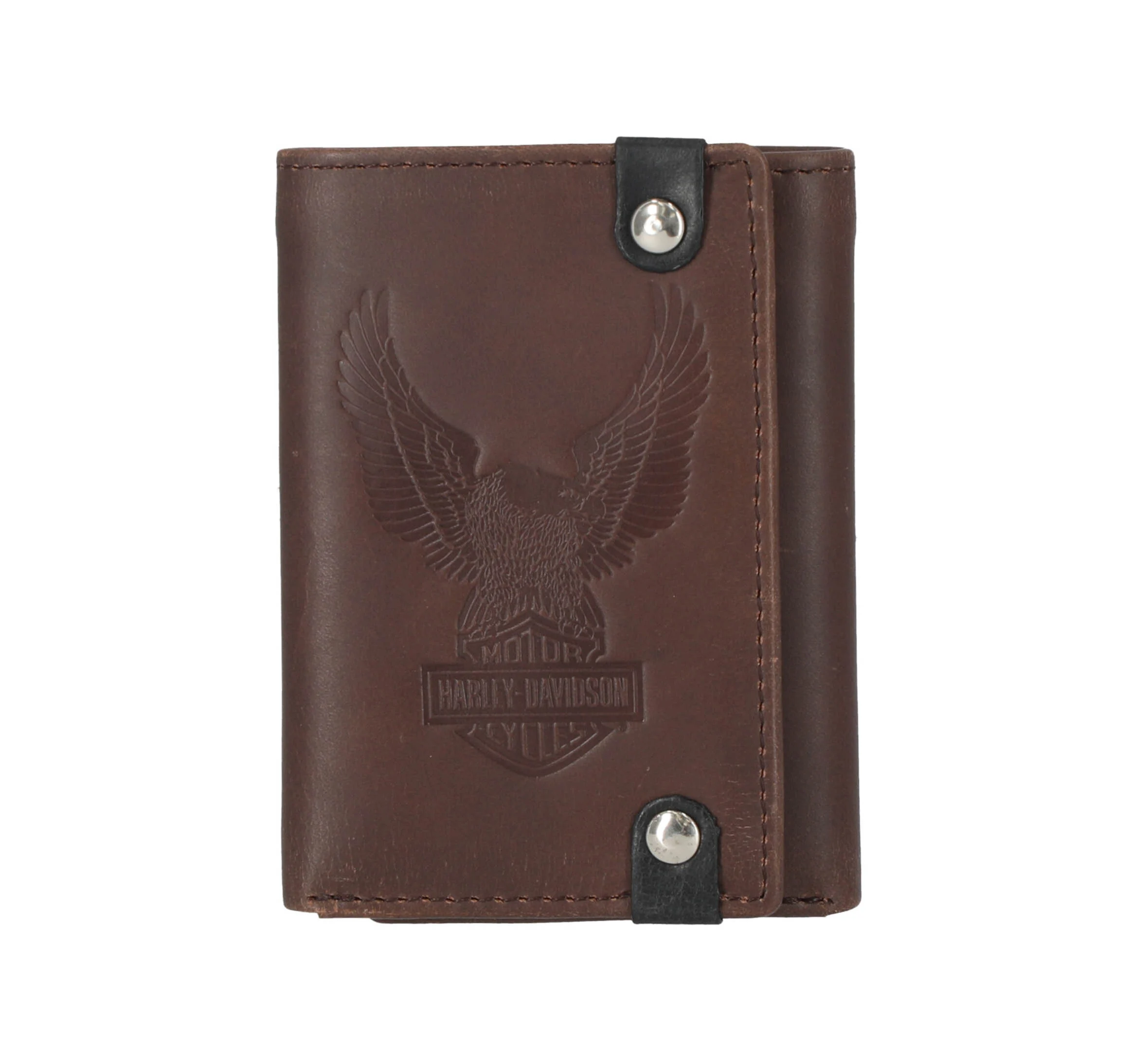 Men's Crazy Horse Eagle Trifold Brown Leather Wallet
