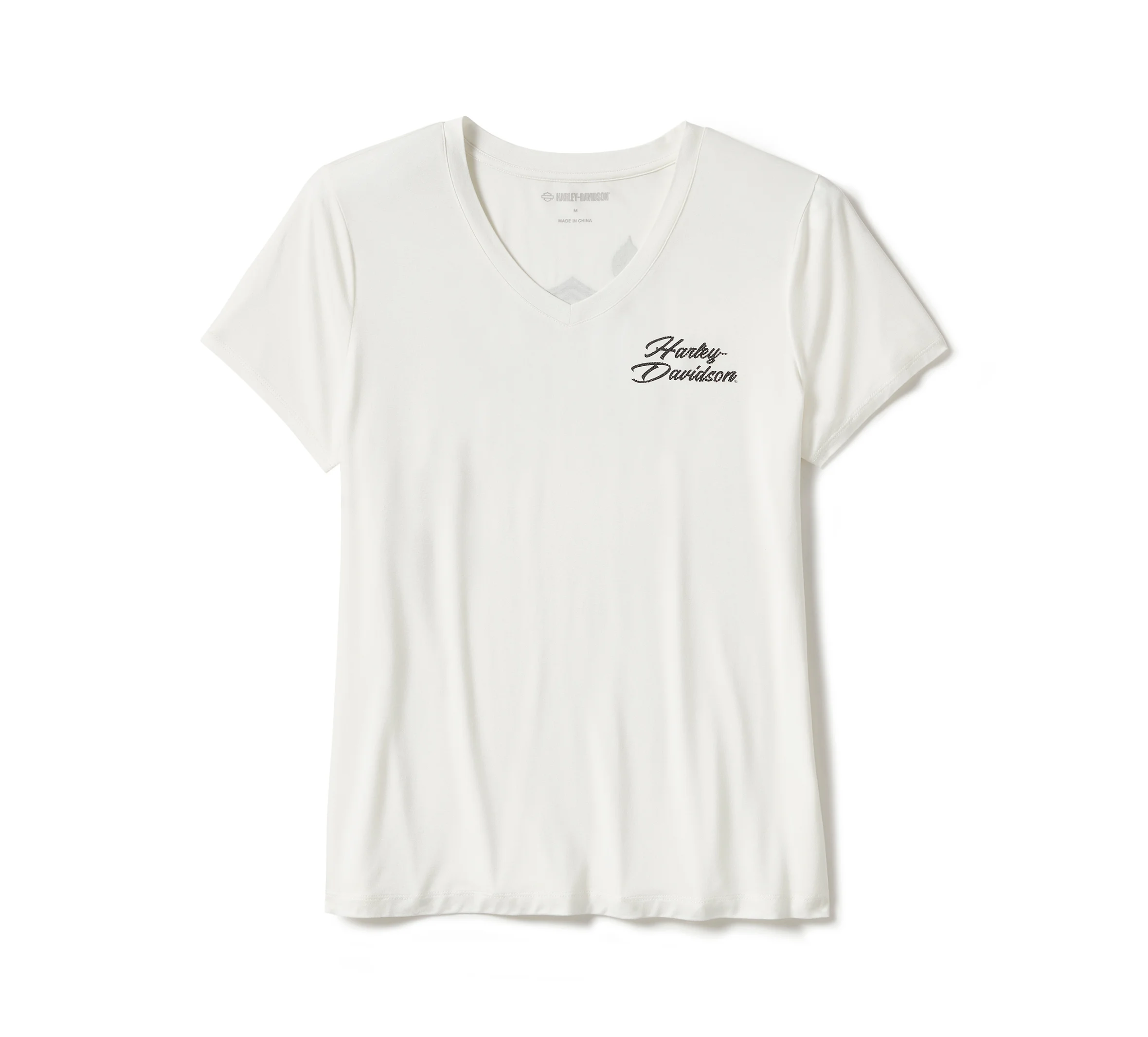 Women's Rose & Thorn Bling V Neck Tee - Cloud Dancer