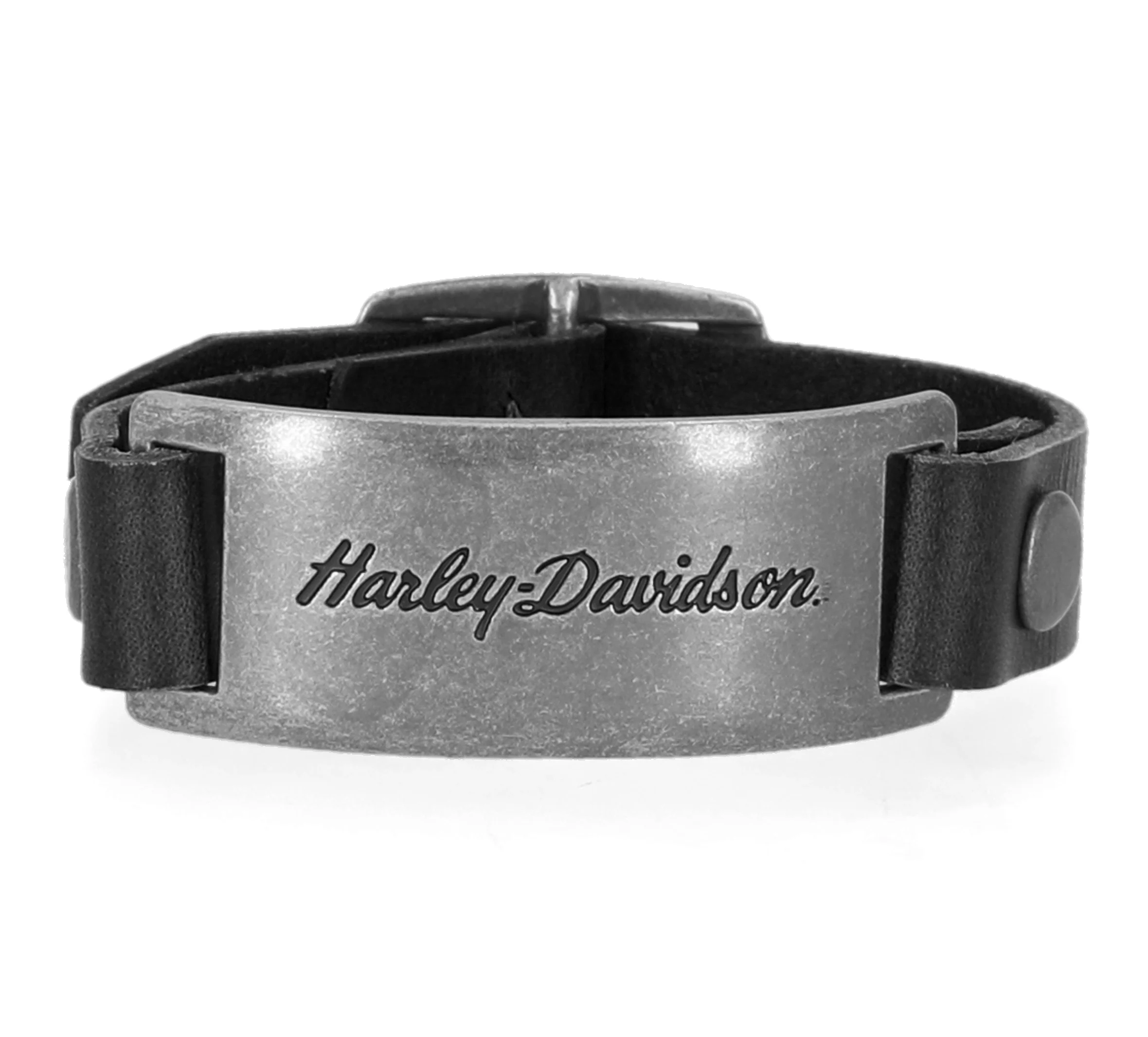 Harley-Davidson Script Metal Plaque Cuff in Black - Black
