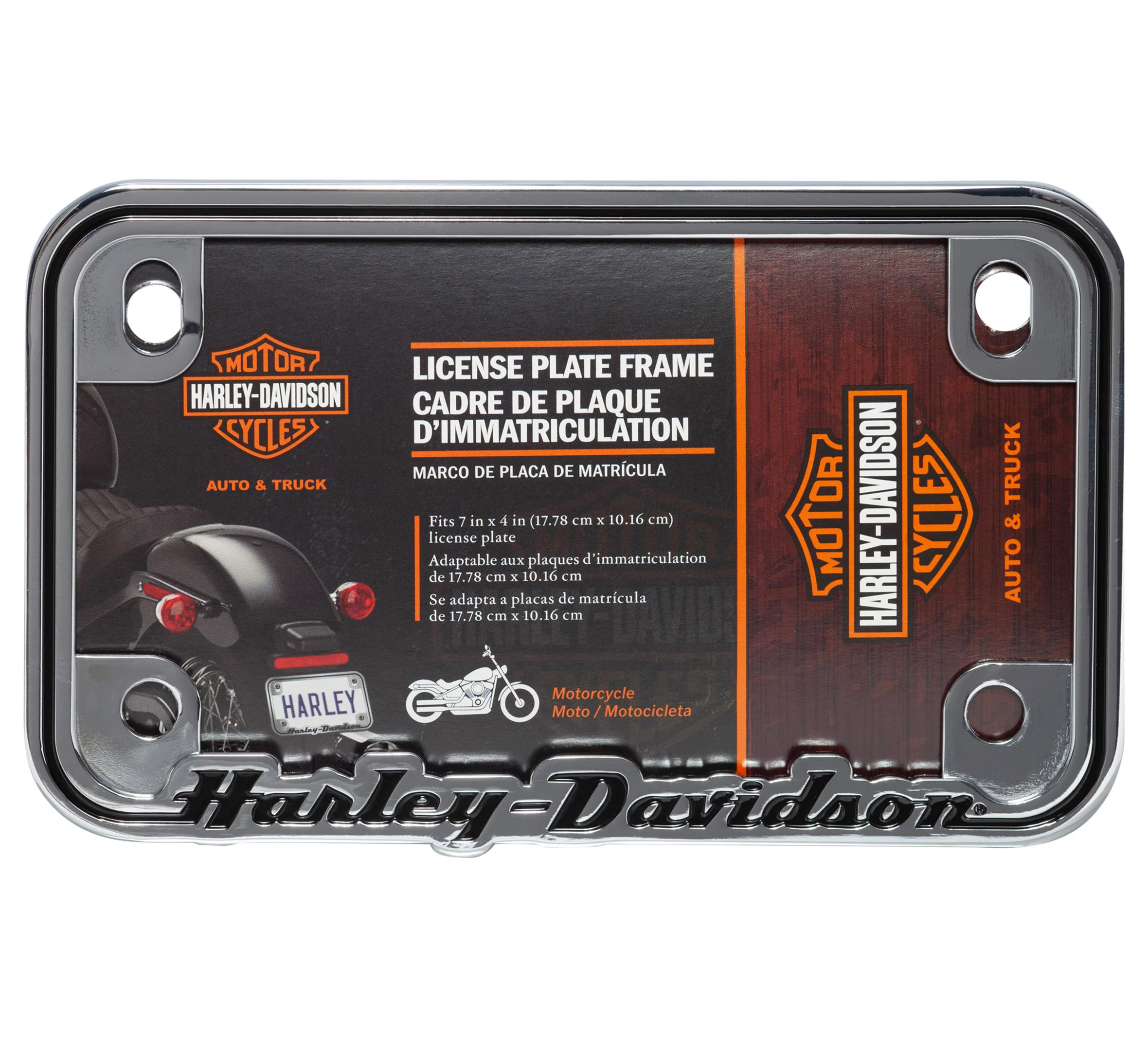 Script Chrome Motorcycle License Frame