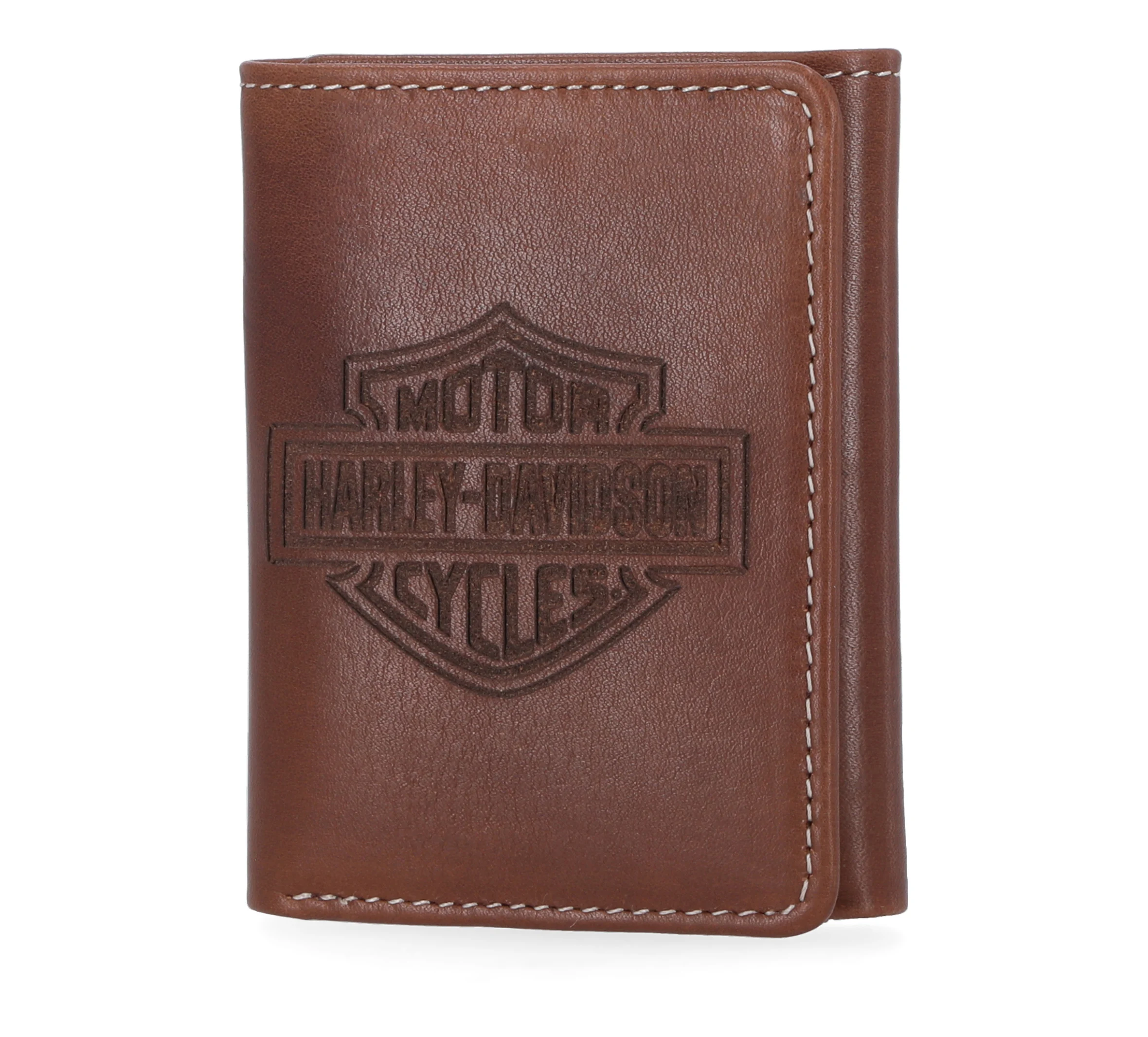 Laser Logo Trifold Wallet - Cognac