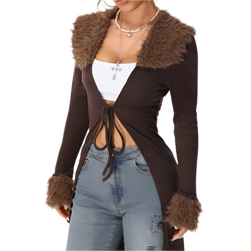 Moderne Dame-Cardigan med ?ben Front