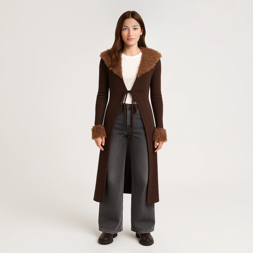Moderne Dame-Cardigan med ?ben Front